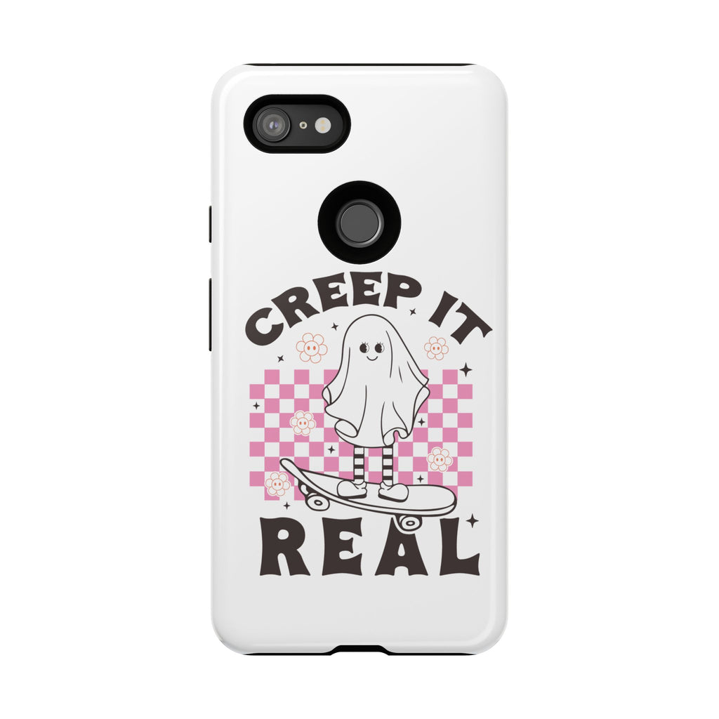 Cute Ghost Phone Case - Creep It Real, Halloween Accessories, Skateboard Theme, Kawaii Gift, Fun Phone Cover