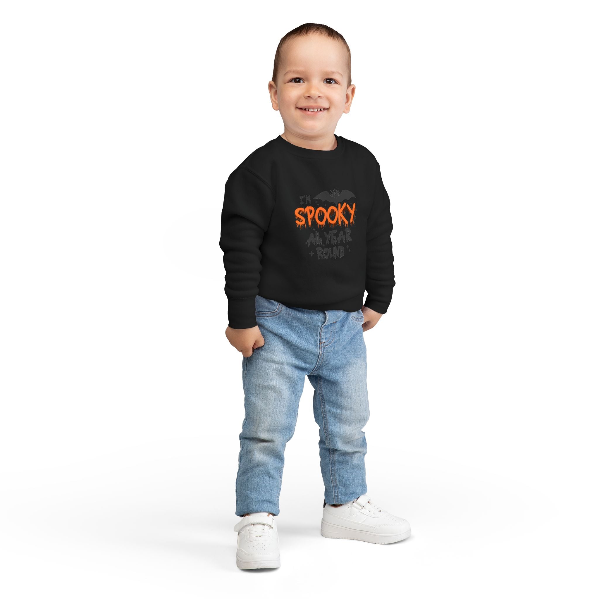 Spooky Toddler Sweatshirt for Year-Round Fun, Halloween Gift, Cozy Kids Clothing, Bat Graphic Pullover, Cute Toddler Outfit