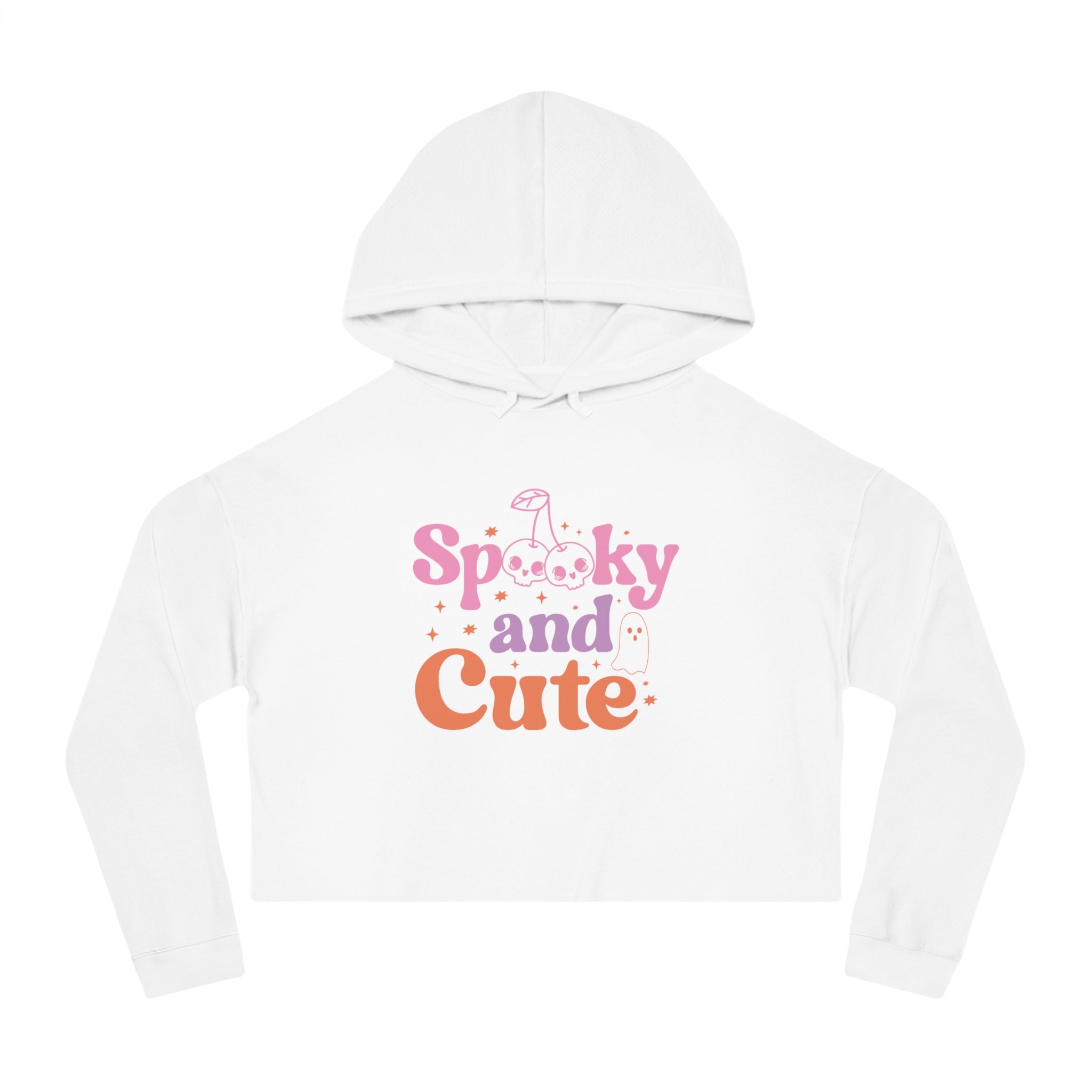 Spooky and Cute Cropped Hoodie, Women's Halloween Fashion, Cozy Sweatshirt, Trendy Fall Apparel, Gift for Her, Casual Style