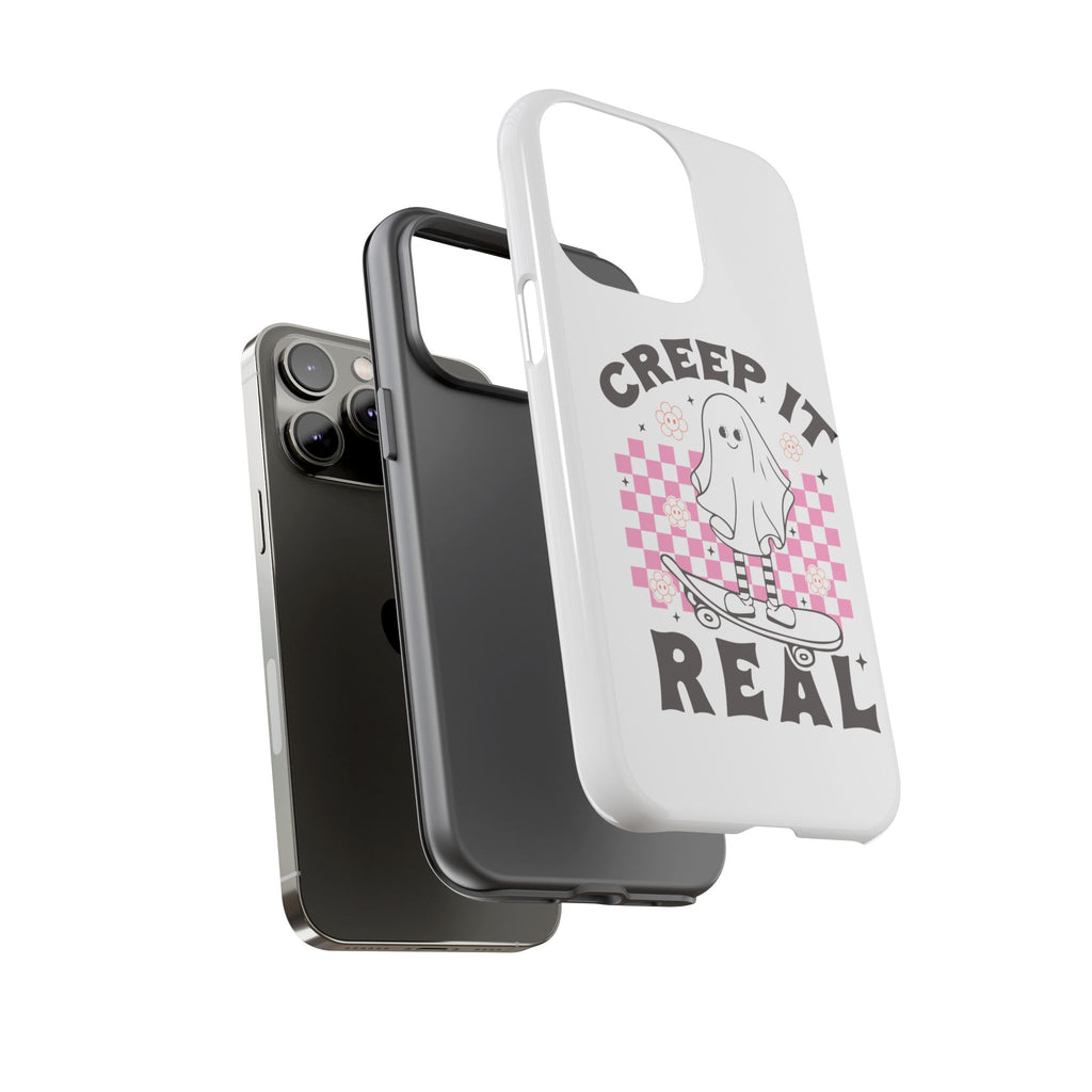 Cute Ghost Phone Case - Creep It Real, Halloween Accessories, Skateboard Theme, Kawaii Gift, Fun Phone Cover