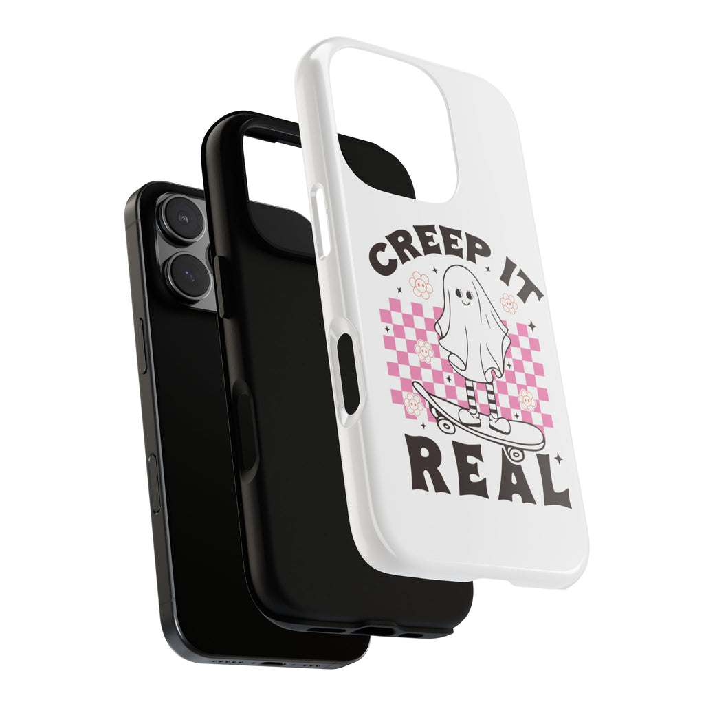 Cute Ghost Phone Case - Creep It Real, Halloween Accessories, Skateboard Theme, Kawaii Gift, Fun Phone Cover