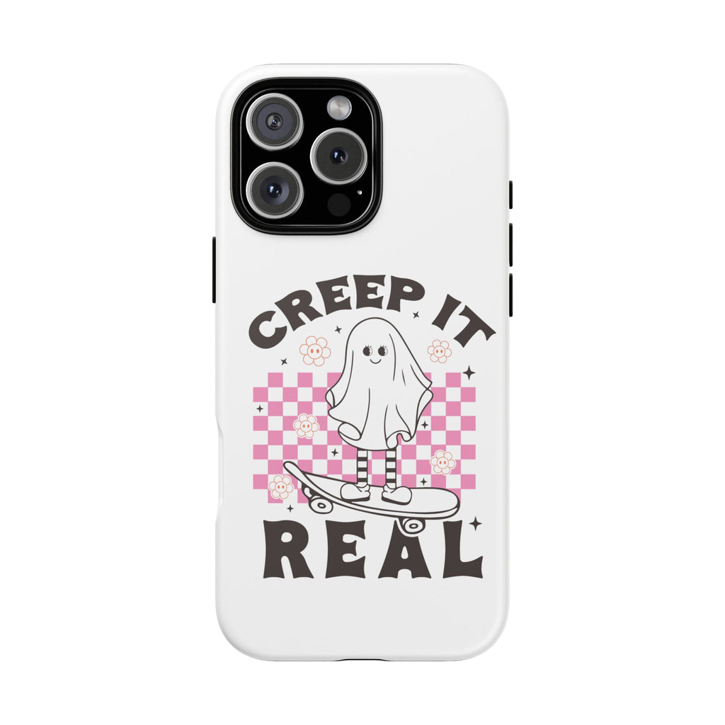 Cute Ghost Phone Case - Creep It Real, Halloween Accessories, Skateboard Theme, Kawaii Gift, Fun Phone Cover