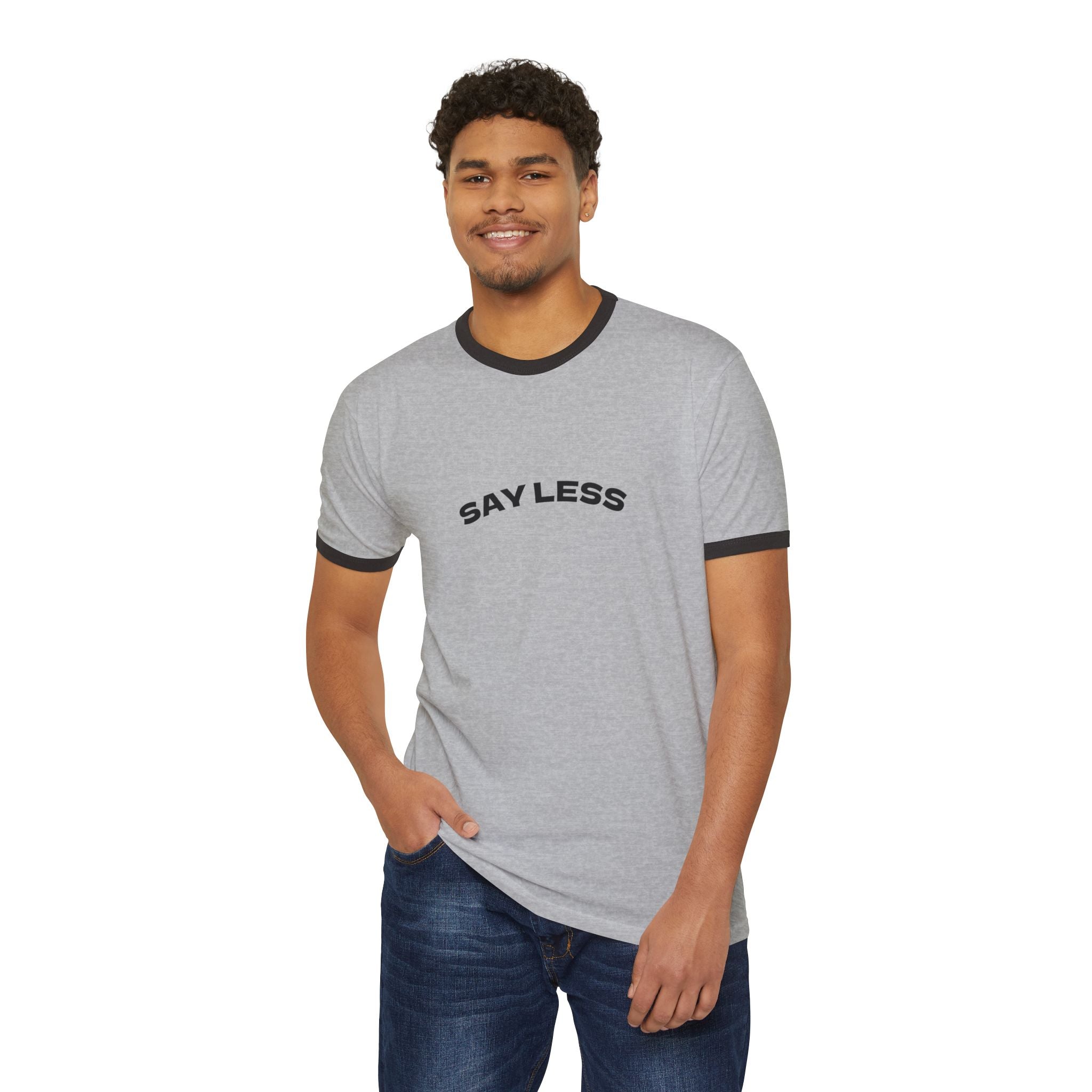 Chic Say Less Unisex Cotton Ringer T-Shirt - Casual Tee, Trendy Apparel, Gift for Friends, Everyday Wear, Fashion Statement