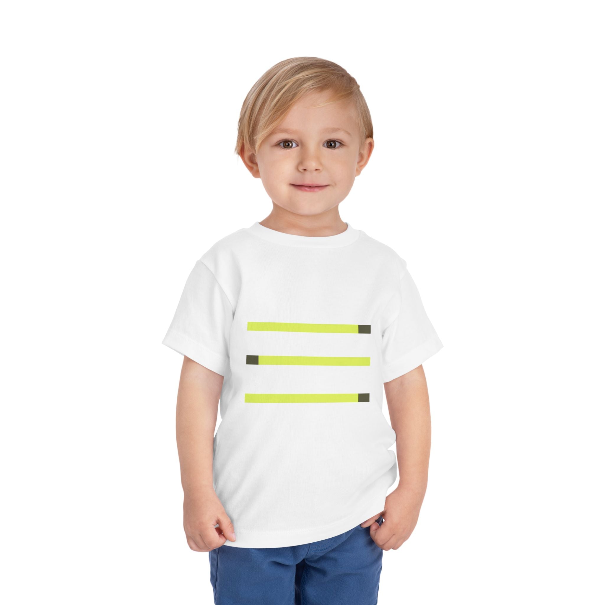 Toddler Short Sleeve Tee with Yellow Lines, Kids Fashion, Summer Playwear, Birthday Gift, Everyday Comfort, Fun Casual Wear