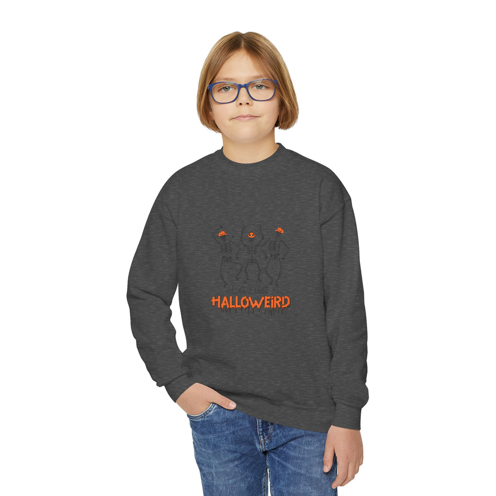 Halloween Youth Crewneck Sweatshirt, Spooky Sweatshirt, Kids Halloween Costume, Trick or Treat Gift, Fall Apparel, Cozy Halloween Clothing