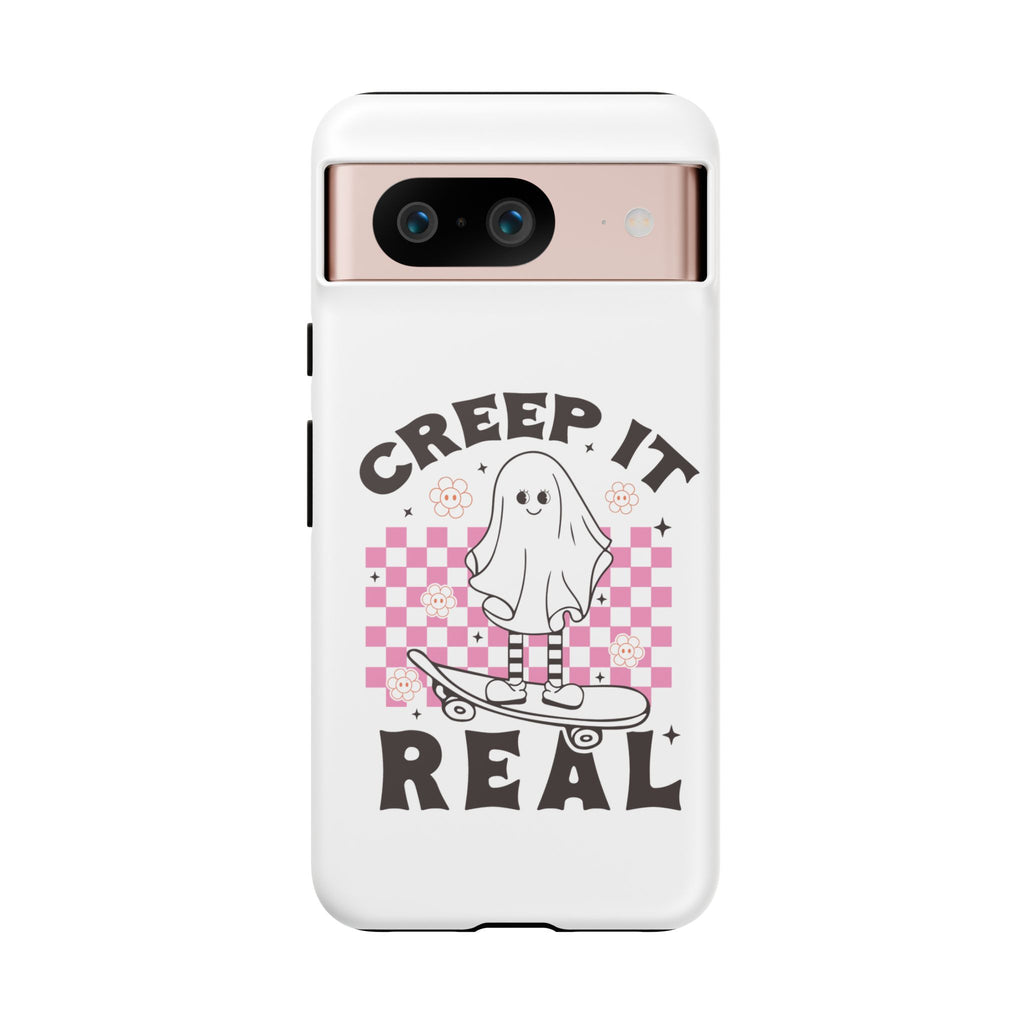Cute Ghost Phone Case - Creep It Real, Halloween Accessories, Skateboard Theme, Kawaii Gift, Fun Phone Cover