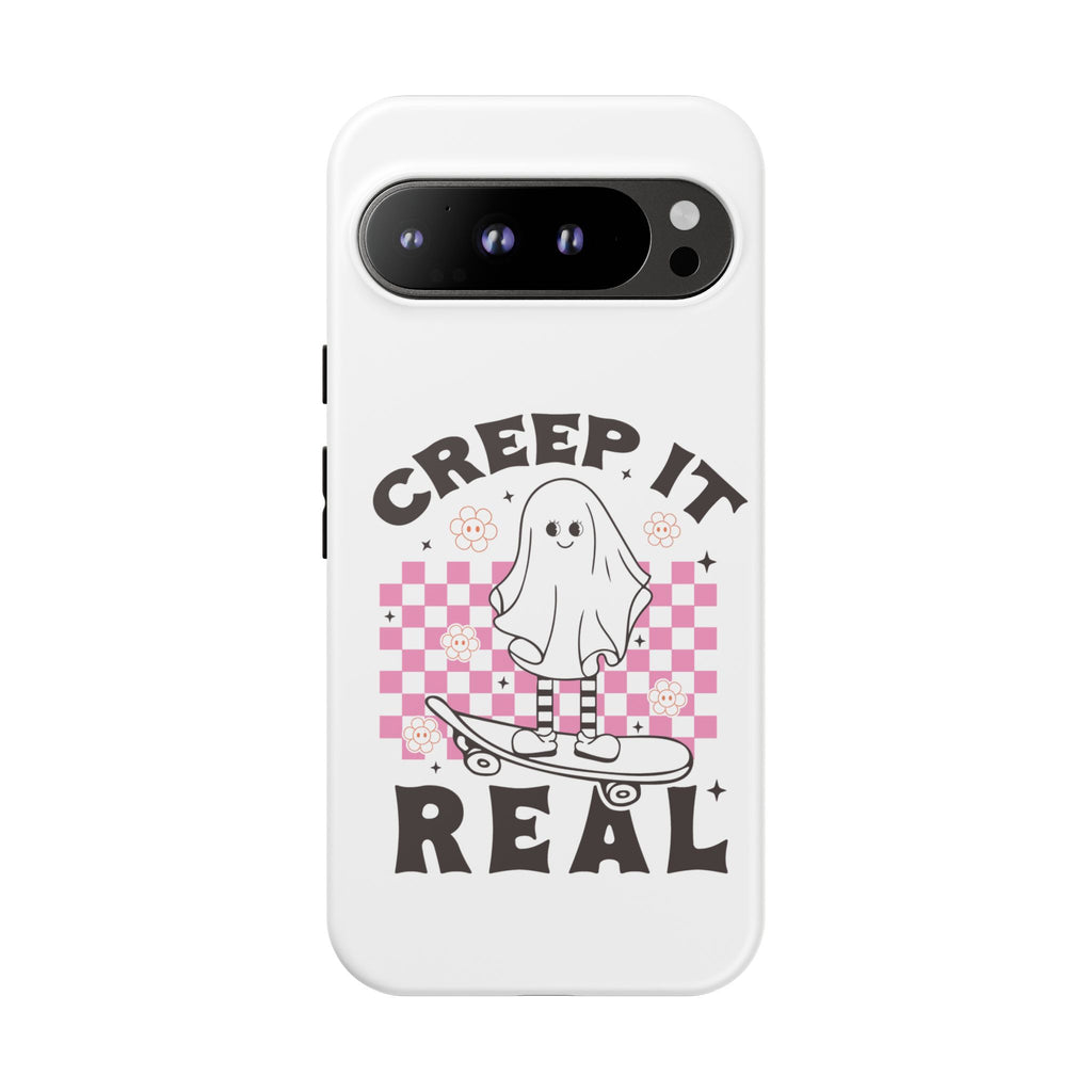 Cute Ghost Phone Case - Creep It Real, Halloween Accessories, Skateboard Theme, Kawaii Gift, Fun Phone Cover