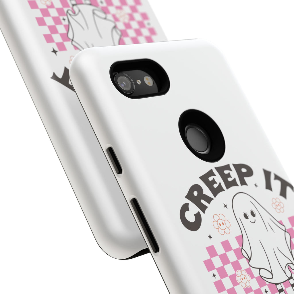 Cute Ghost Phone Case - Creep It Real, Halloween Accessories, Skateboard Theme, Kawaii Gift, Fun Phone Cover