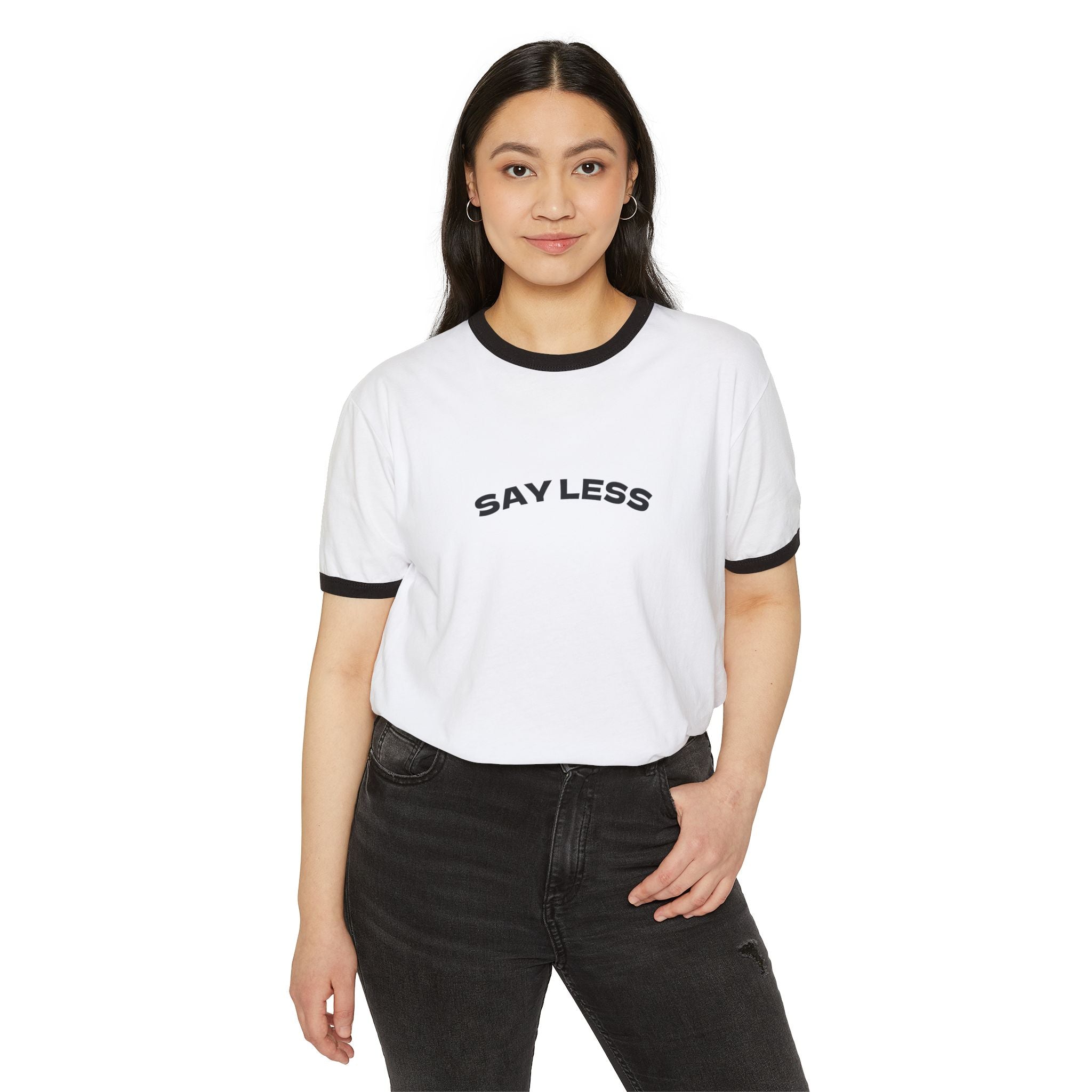 Chic Say Less Unisex Cotton Ringer T-Shirt - Casual Tee, Trendy Apparel, Gift for Friends, Everyday Wear, Fashion Statement