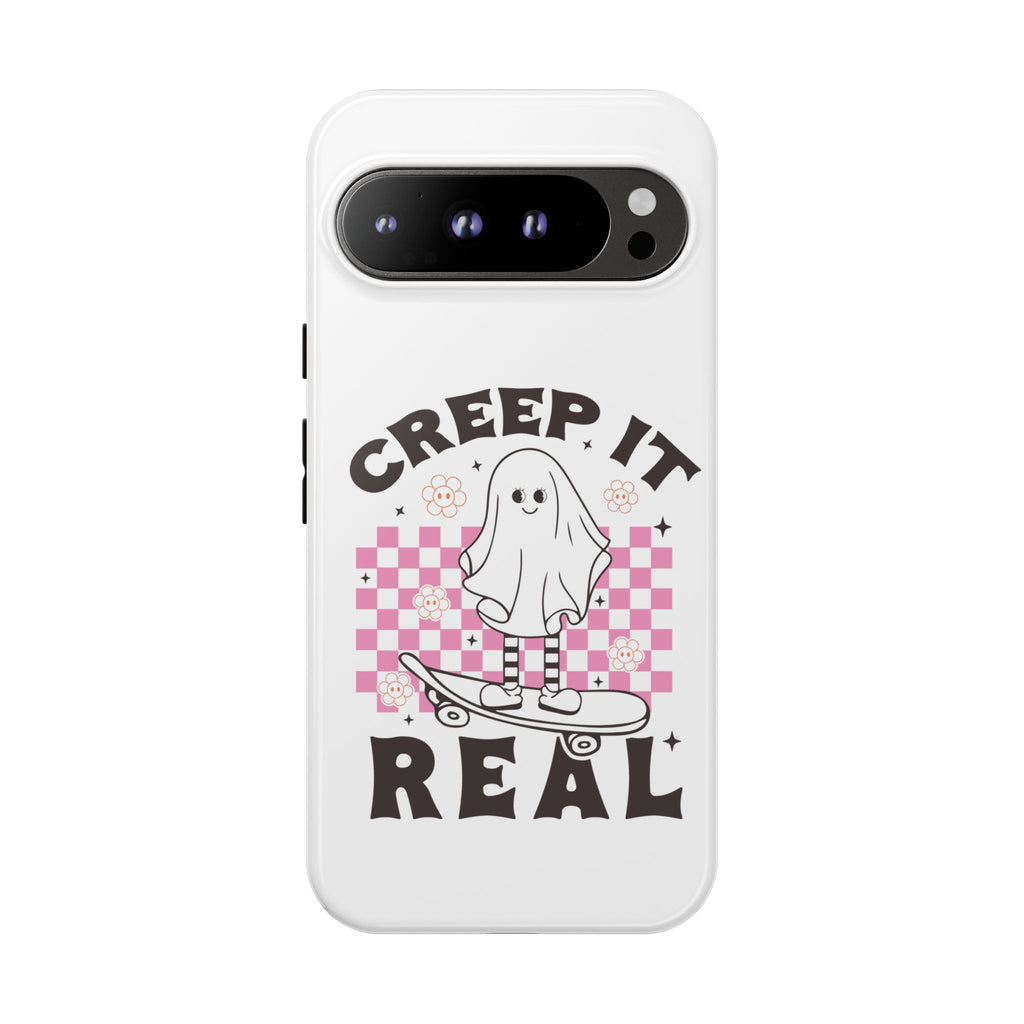 Cute Ghost Phone Case - Creep It Real, Halloween Accessories, Skateboard Theme, Kawaii Gift, Fun Phone Cover