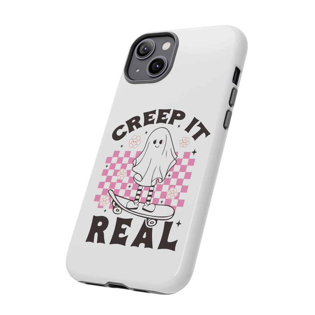 Cute Ghost Phone Case - Creep It Real, Halloween Accessories, Skateboard Theme, Kawaii Gift, Fun Phone Cover