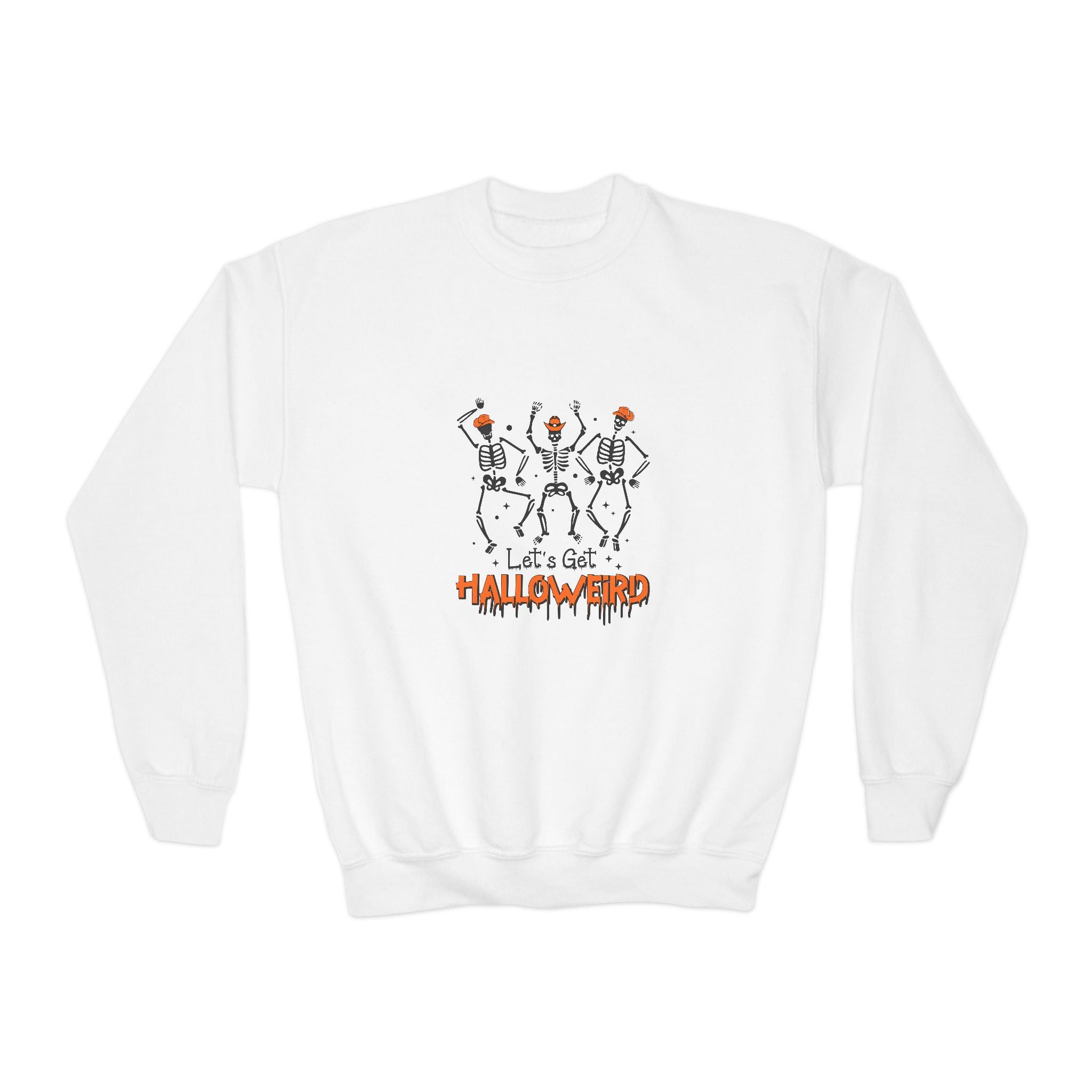Halloween Youth Crewneck Sweatshirt, Spooky Sweatshirt, Kids Halloween Costume, Trick or Treat Gift, Fall Apparel, Cozy Halloween Clothing
