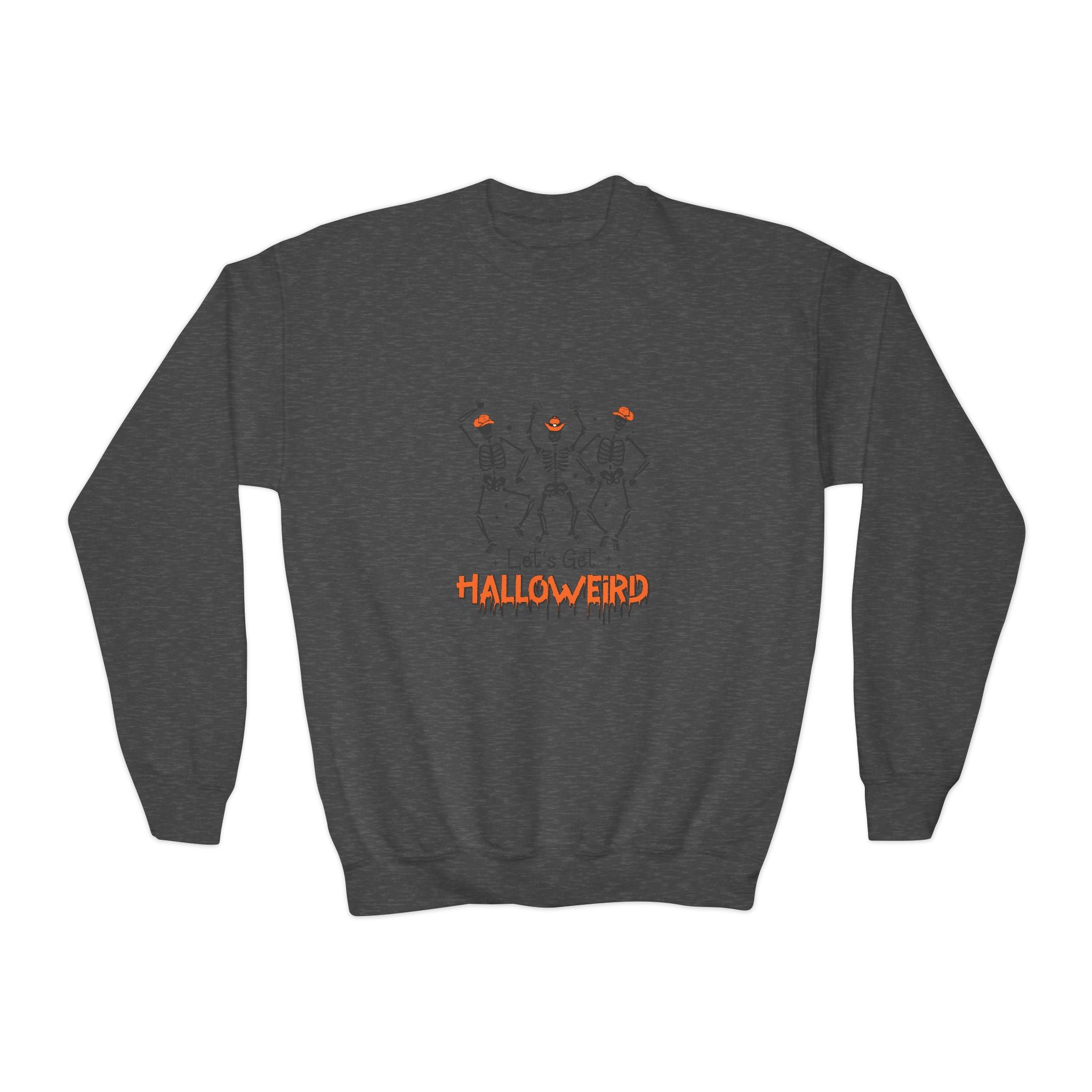 Halloween Youth Crewneck Sweatshirt, Spooky Sweatshirt, Kids Halloween Costume, Trick or Treat Gift, Fall Apparel, Cozy Halloween Clothing