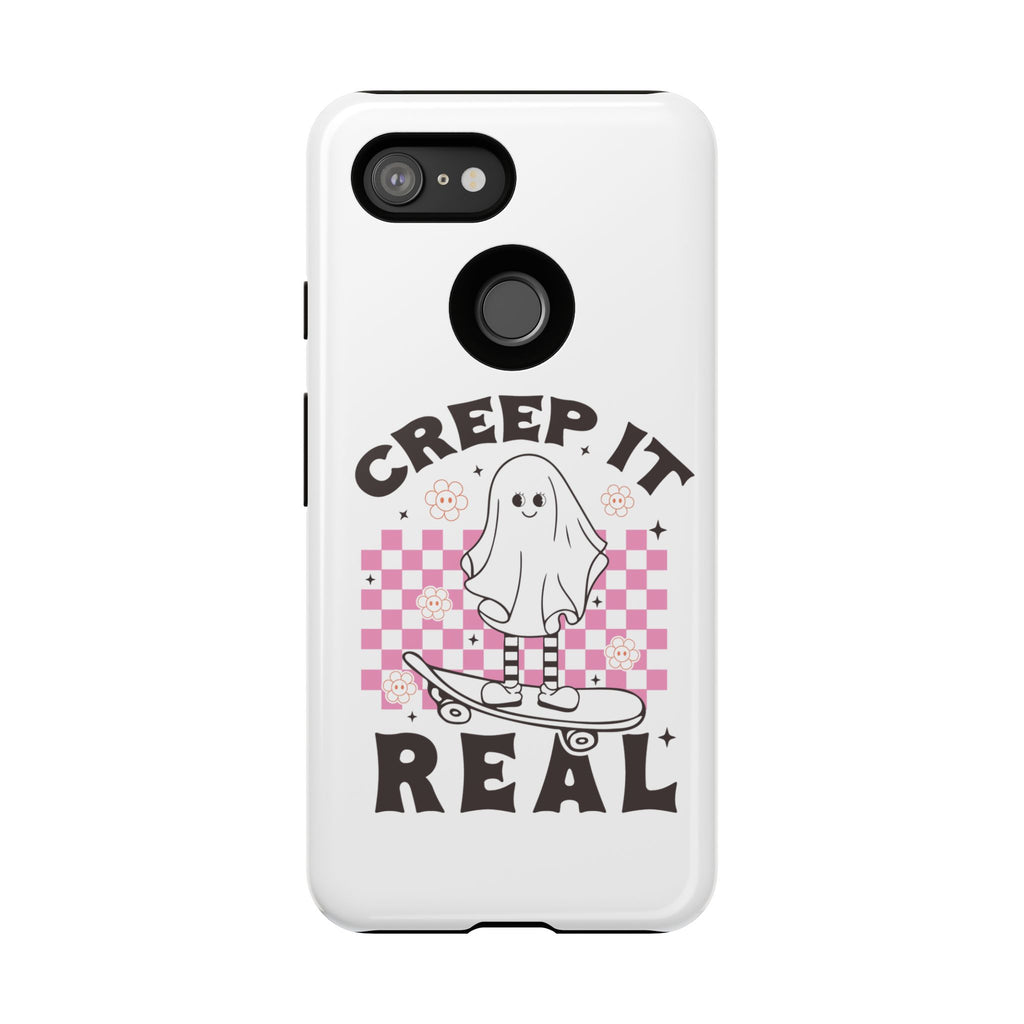 Cute Ghost Phone Case - Creep It Real, Halloween Accessories, Skateboard Theme, Kawaii Gift, Fun Phone Cover