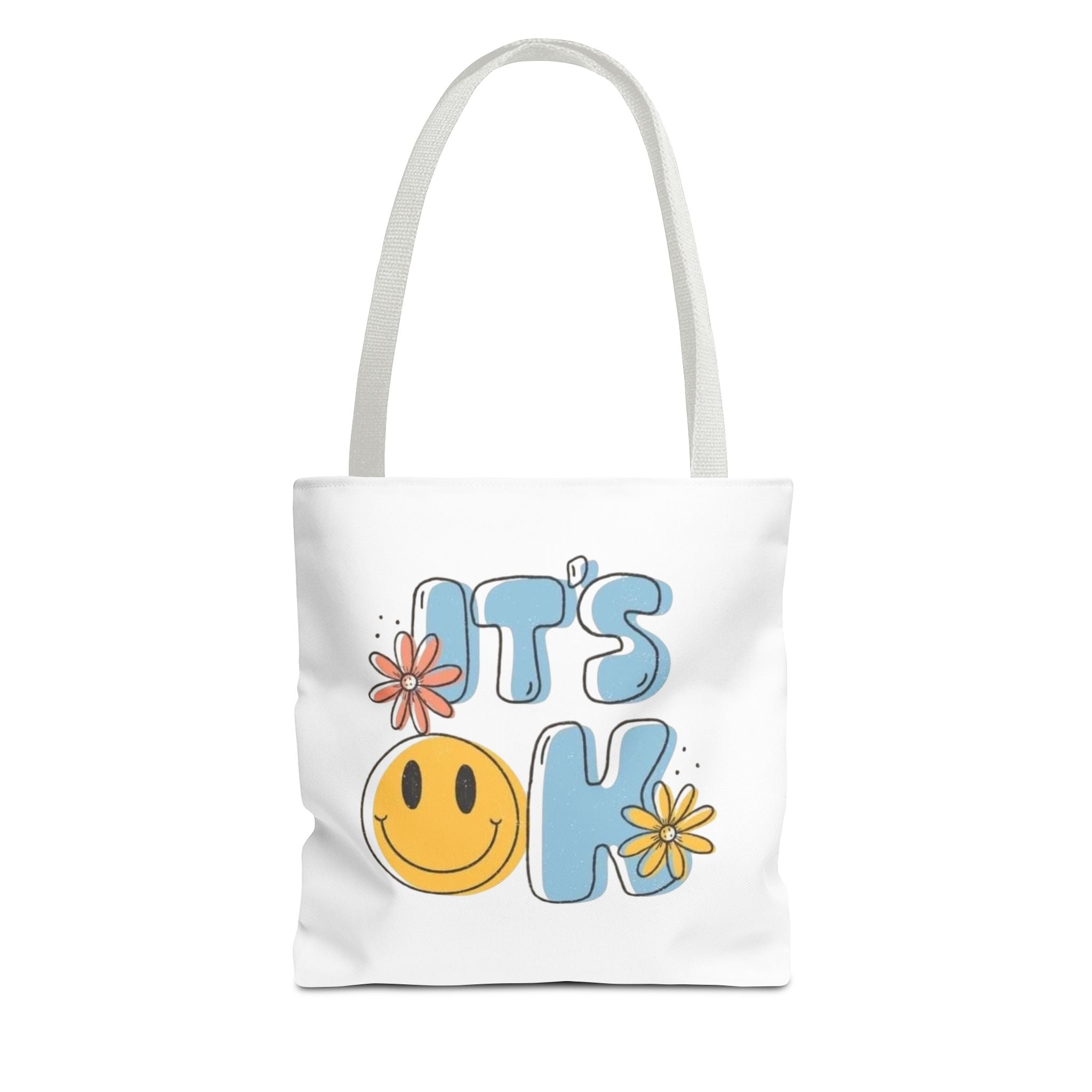 Cheerful Tote Bag - 'It's OK', Colorful Floral Design, Everyday Use, Gift for Friends, Beach & Shopping Bag