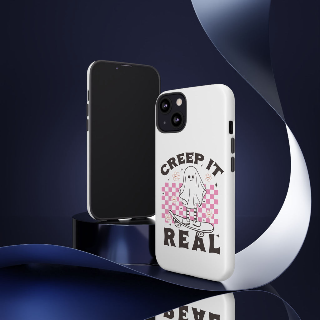 Cute Ghost Phone Case - Creep It Real, Halloween Accessories, Skateboard Theme, Kawaii Gift, Fun Phone Cover