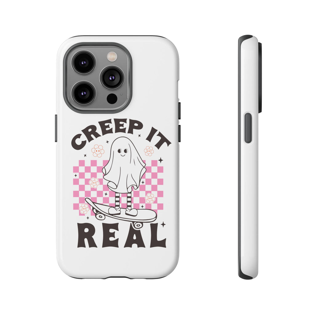 Cute Ghost Phone Case - Creep It Real, Halloween Accessories, Skateboard Theme, Kawaii Gift, Fun Phone Cover