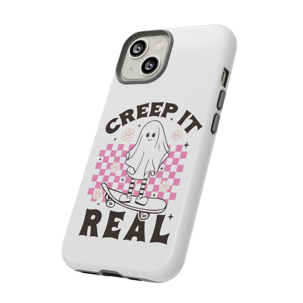 Cute Ghost Phone Case - Creep It Real, Halloween Accessories, Skateboard Theme, Kawaii Gift, Fun Phone Cover