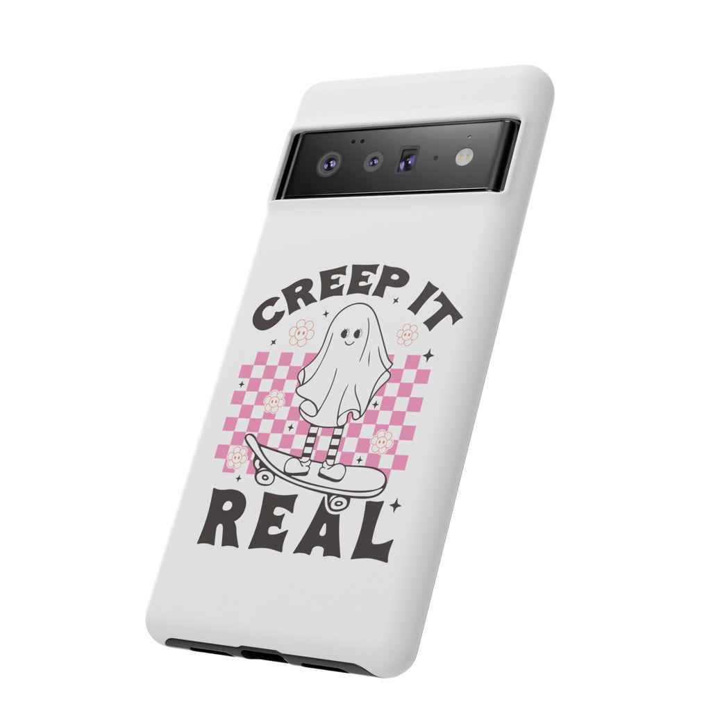 Cute Ghost Phone Case - Creep It Real, Halloween Accessories, Skateboard Theme, Kawaii Gift, Fun Phone Cover