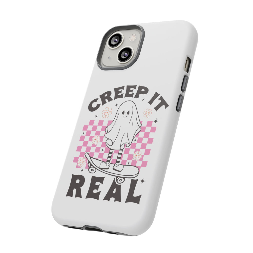 Cute Ghost Phone Case - Creep It Real, Halloween Accessories, Skateboard Theme, Kawaii Gift, Fun Phone Cover