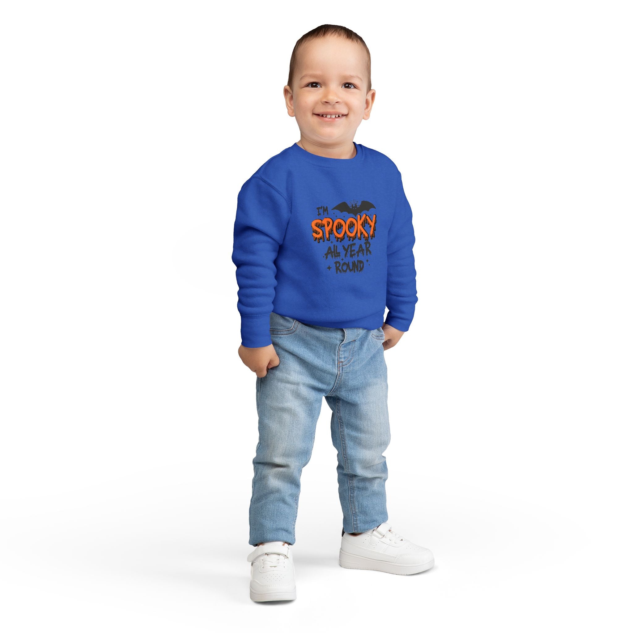 Spooky Toddler Sweatshirt for Year-Round Fun, Halloween Gift, Cozy Kids Clothing, Bat Graphic Pullover, Cute Toddler Outfit