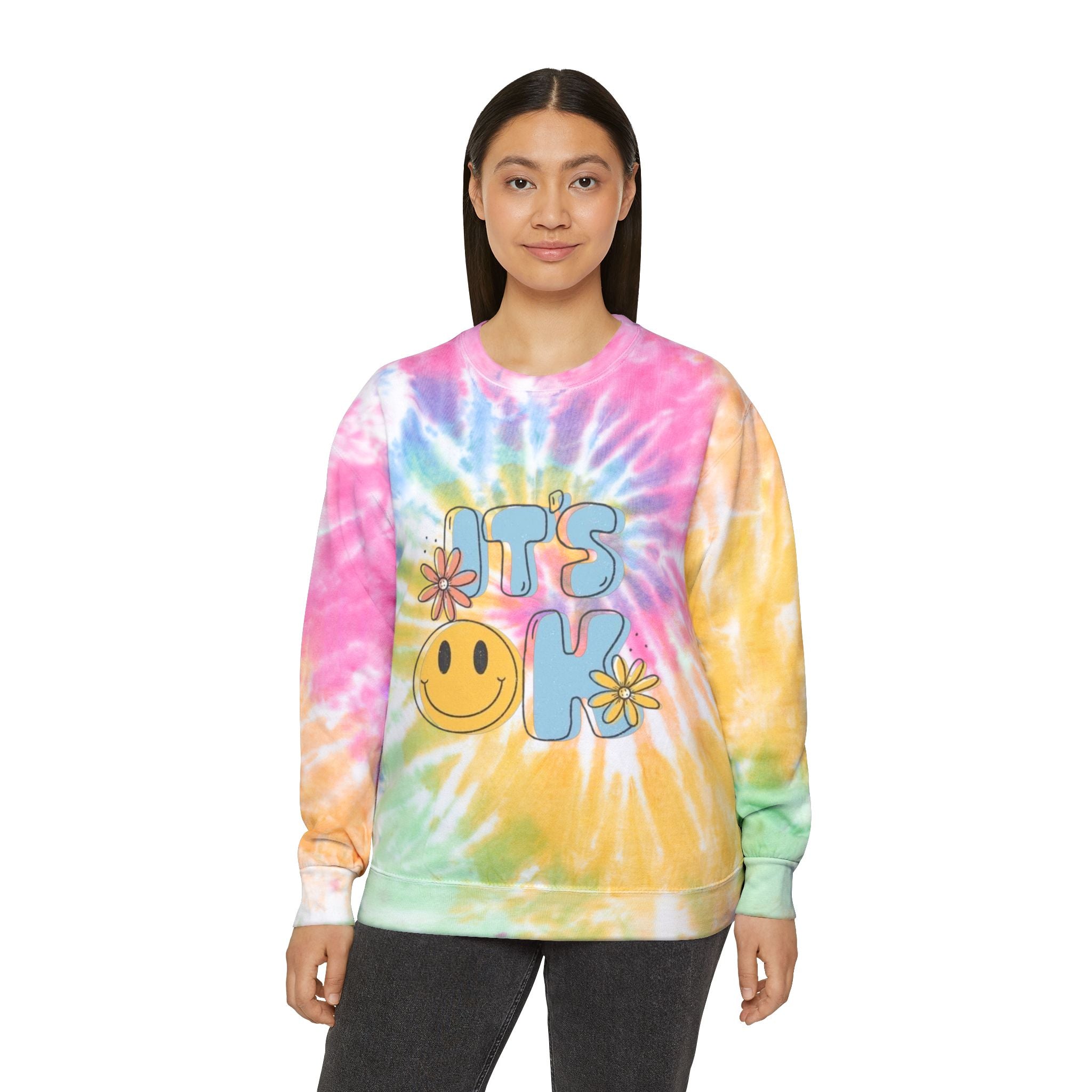 Cheerful Tie-Dye Sweatshirt | Perfect for Cozy Days, Gift for Friends, Self-Care, Summer Festivals, Relaxed Vibes