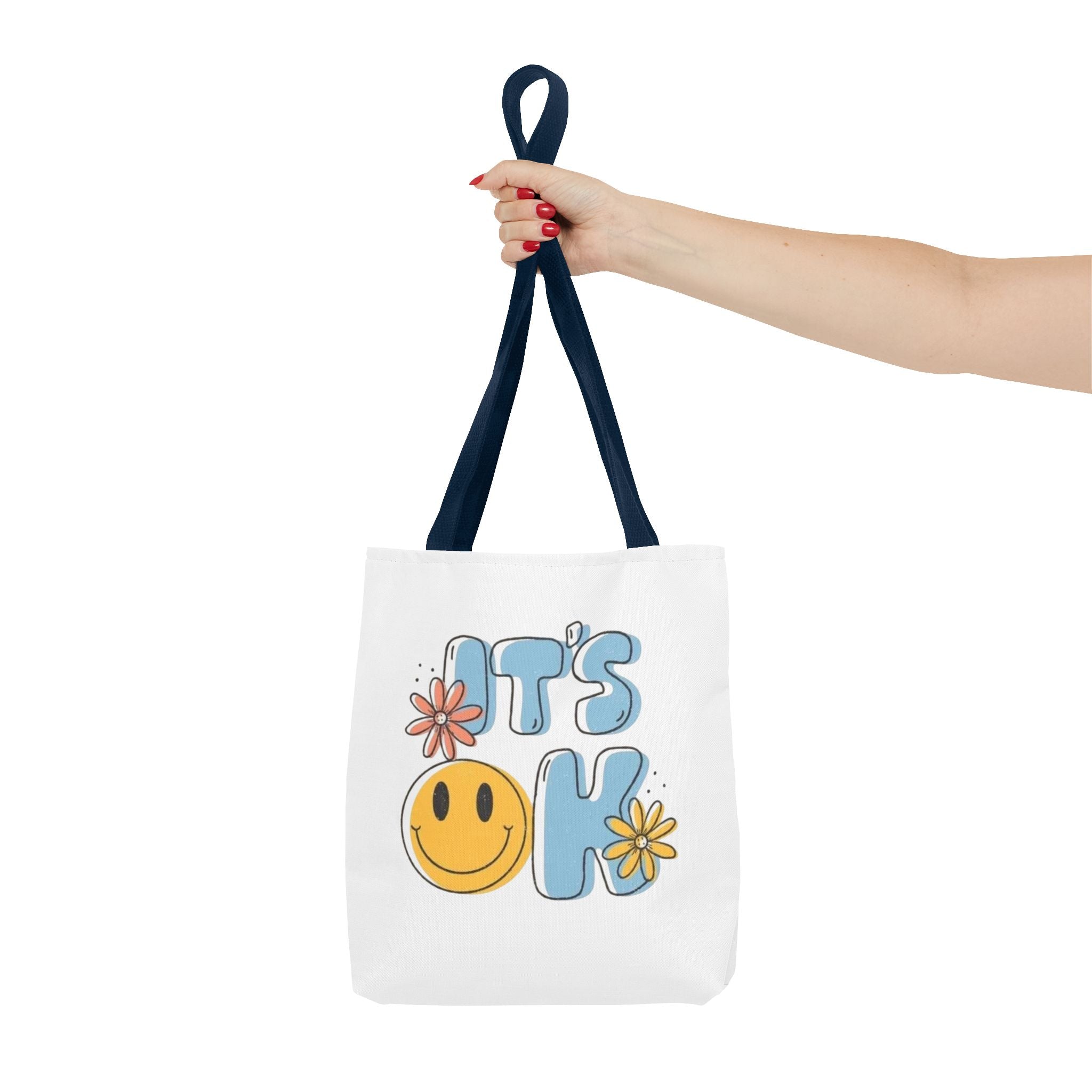 Cheerful Tote Bag - 'It's OK', Colorful Floral Design, Everyday Use, Gift for Friends, Beach & Shopping Bag