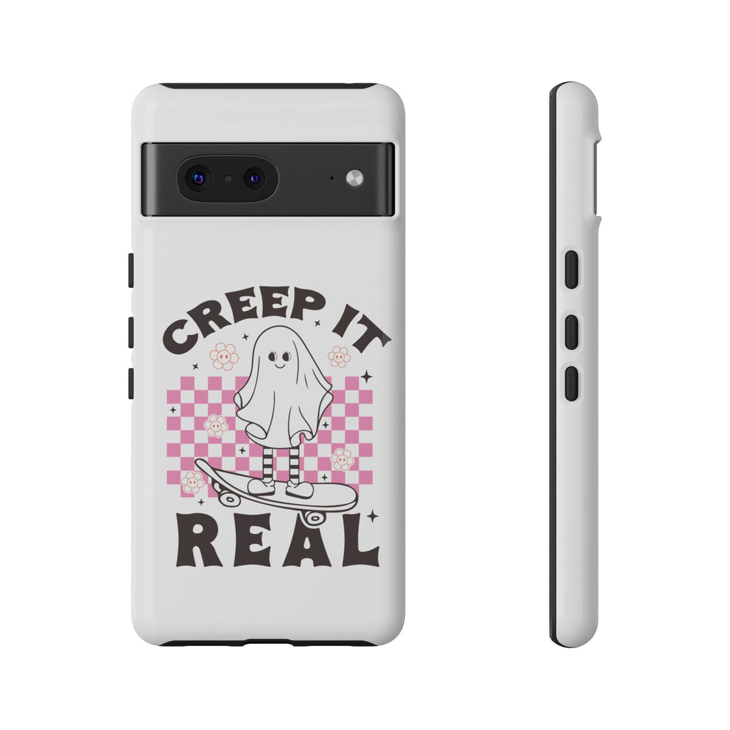 Cute Ghost Phone Case - Creep It Real, Halloween Accessories, Skateboard Theme, Kawaii Gift, Fun Phone Cover