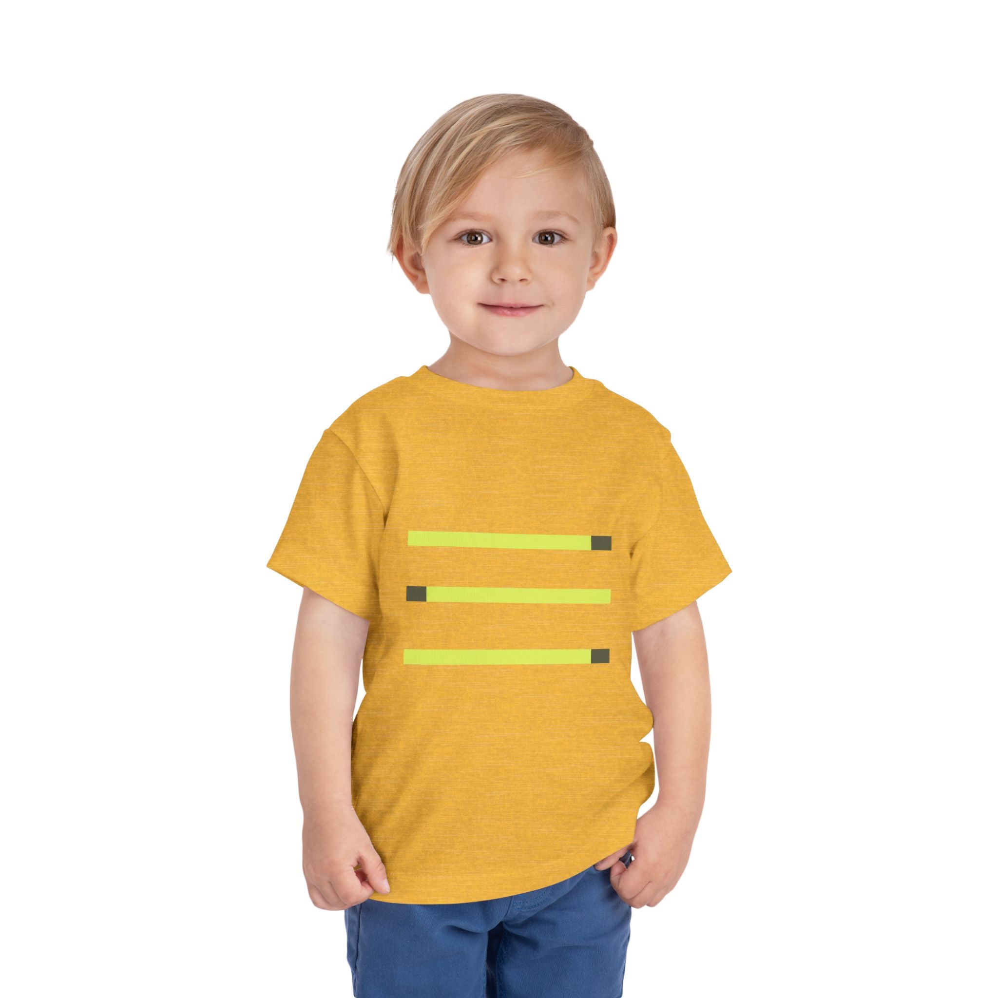 Toddler Short Sleeve Tee with Yellow Lines, Kids Fashion, Summer Playwear, Birthday Gift, Everyday Comfort, Fun Casual Wear