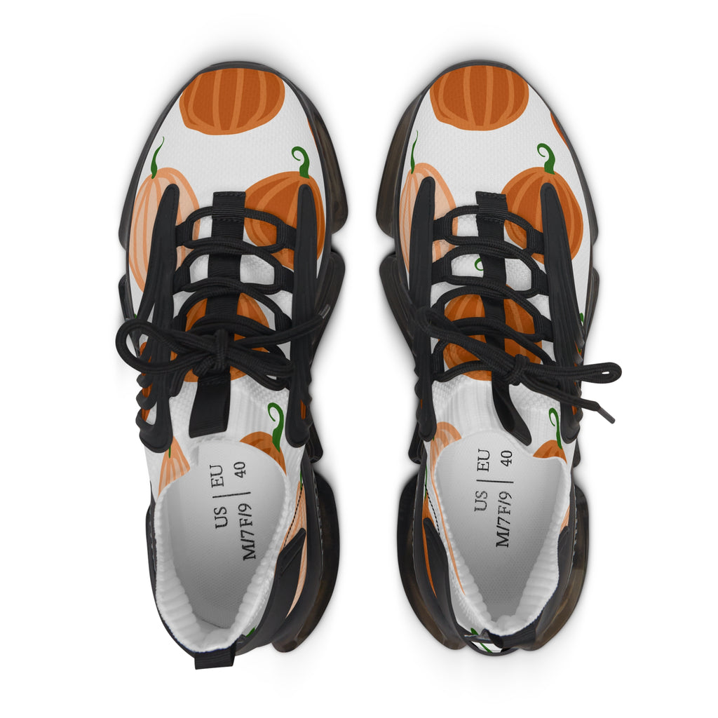 Women's Pumpkin Mesh Sneakers, Lightweight Footwear, Fall Fashion, Casual Sneakers, Halloween Style, Comfortable Sneakers