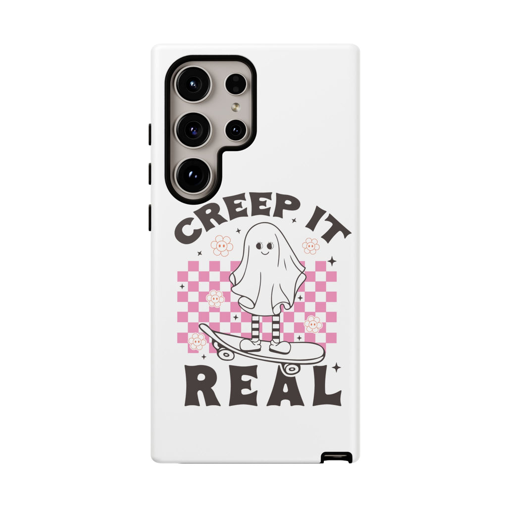 Cute Ghost Phone Case - Creep It Real, Halloween Accessories, Skateboard Theme, Kawaii Gift, Fun Phone Cover