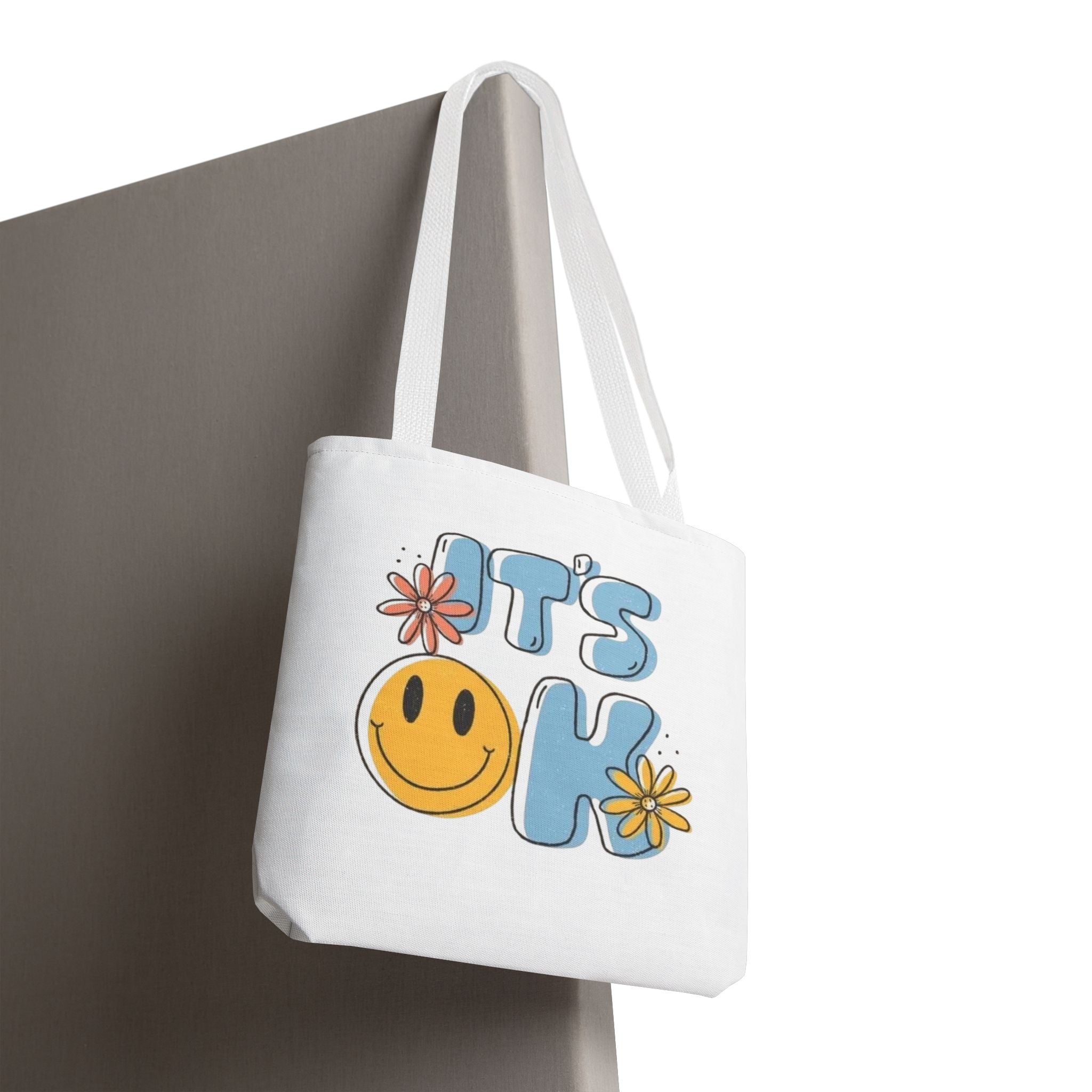 Cheerful Tote Bag - 'It's OK', Colorful Floral Design, Everyday Use, Gift for Friends, Beach & Shopping Bag