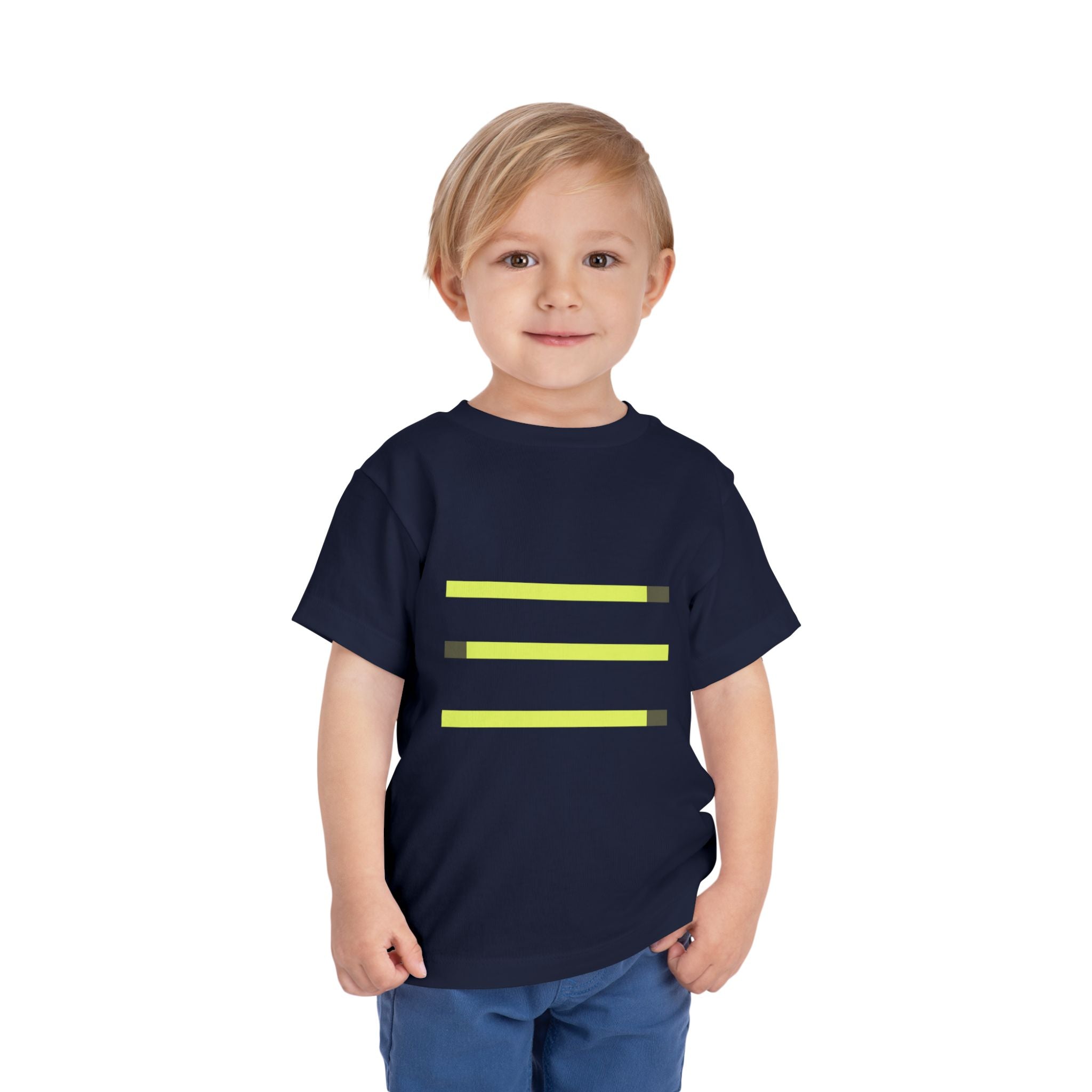 Toddler Short Sleeve Tee with Yellow Lines, Kids Fashion, Summer Playwear, Birthday Gift, Everyday Comfort, Fun Casual Wear