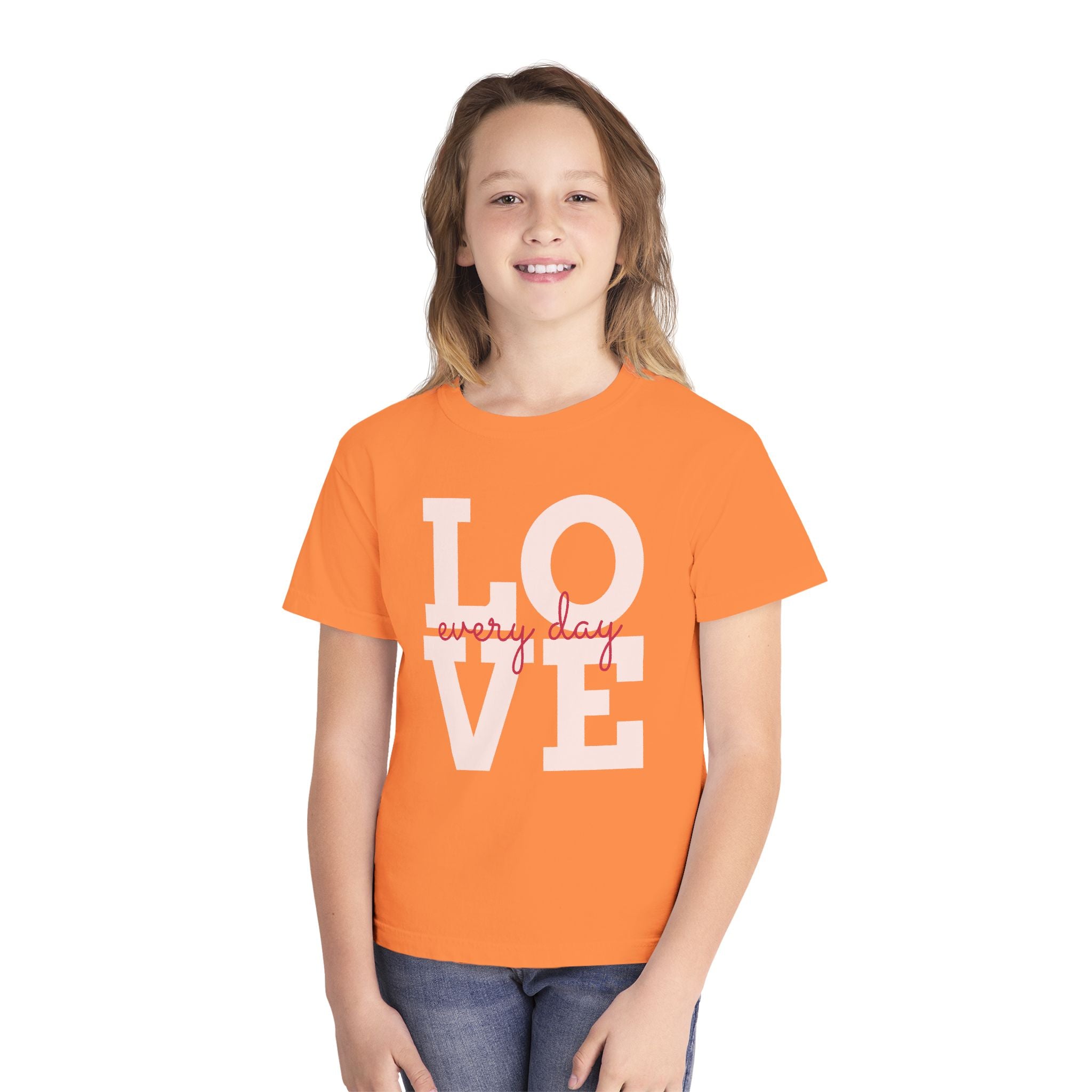 Love Every Day Youth Tee, Casual Shirt, Gift for Kids, Fun Everyday Wear, Heartfelt Message Tee, Valentine's Day
