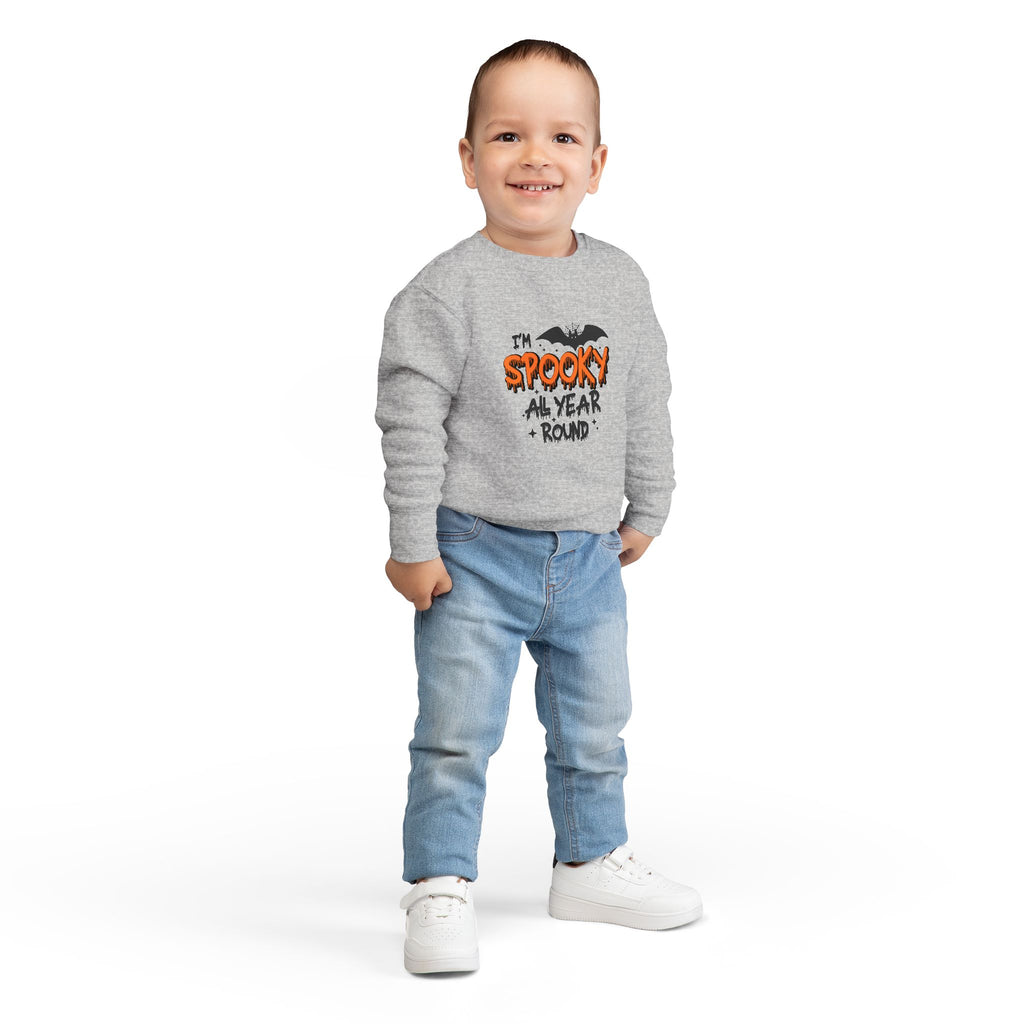 Spooky Toddler Sweatshirt for Year-Round Fun, Halloween Gift, Cozy Kids Clothing, Bat Graphic Pullover, Cute Toddler Outfit