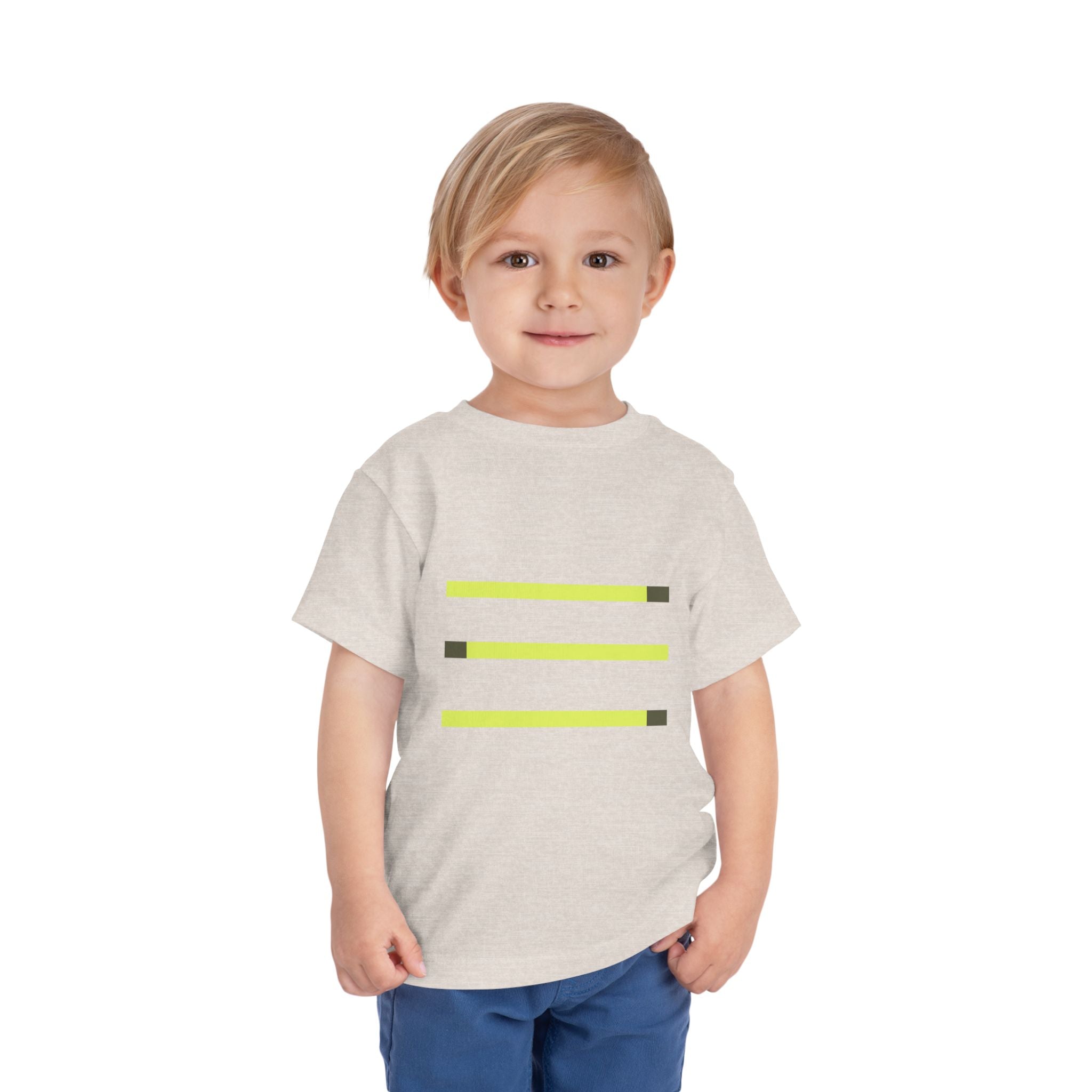 Toddler Short Sleeve Tee with Yellow Lines, Kids Fashion, Summer Playwear, Birthday Gift, Everyday Comfort, Fun Casual Wear