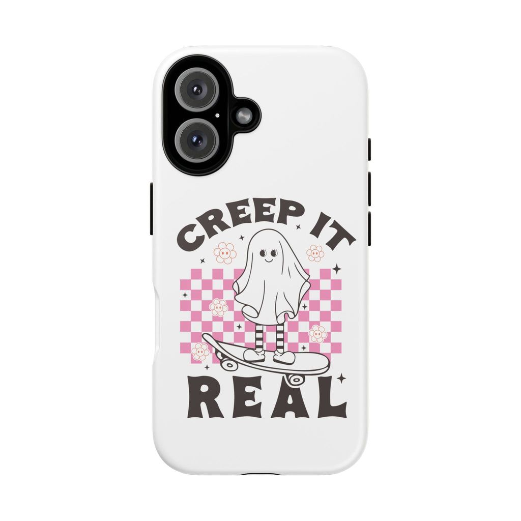 Cute Ghost Phone Case - Creep It Real, Halloween Accessories, Skateboard Theme, Kawaii Gift, Fun Phone Cover