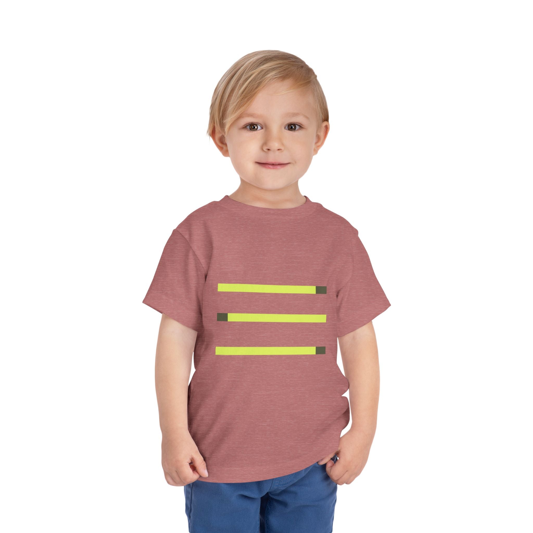 Toddler Short Sleeve Tee with Yellow Lines, Kids Fashion, Summer Playwear, Birthday Gift, Everyday Comfort, Fun Casual Wear