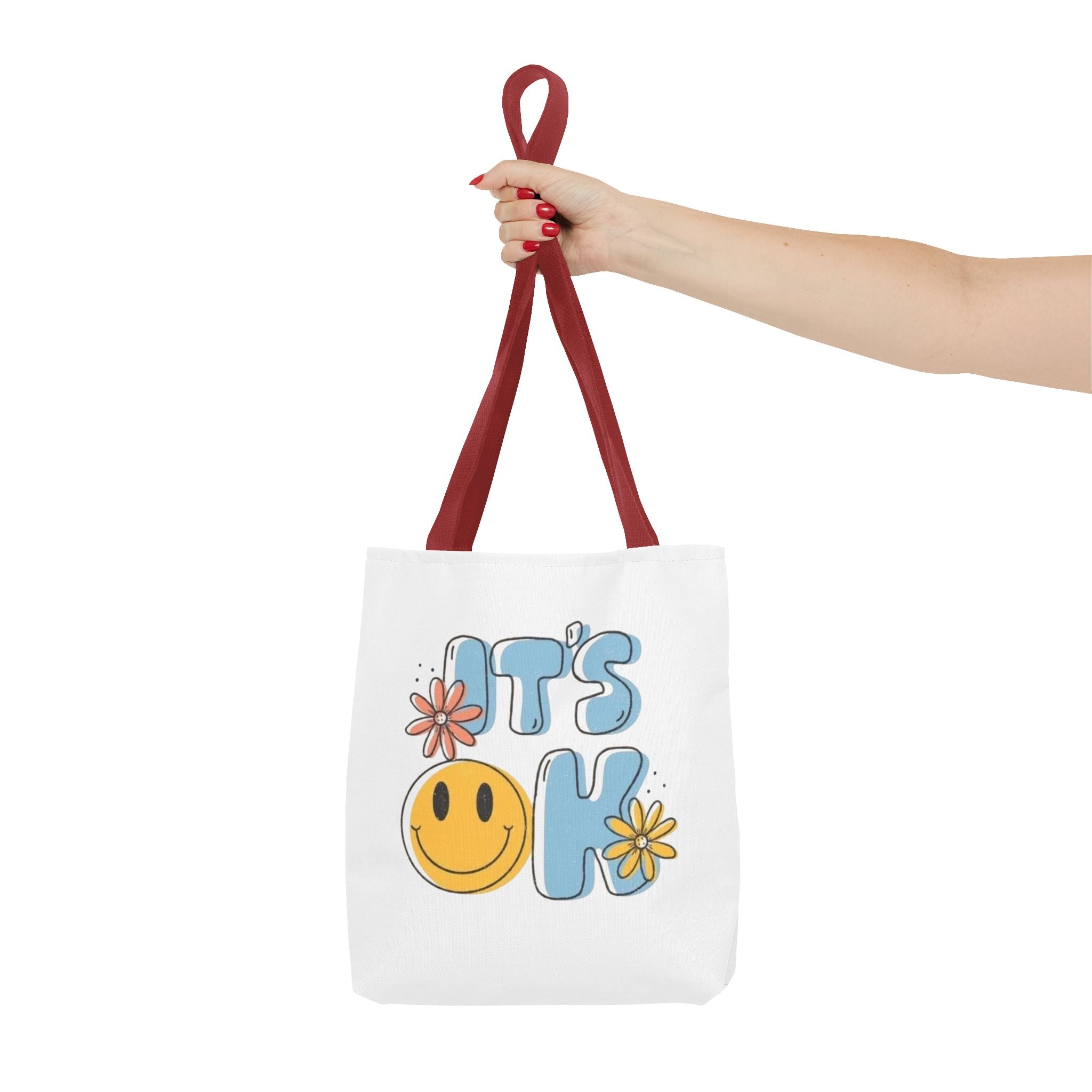 Cheerful Tote Bag - 'It's OK', Colorful Floral Design, Everyday Use, Gift for Friends, Beach & Shopping Bag