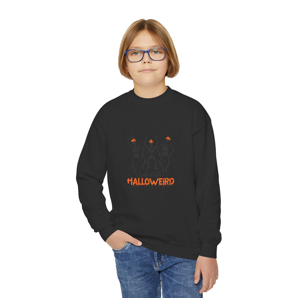 Halloween Youth Crewneck Sweatshirt, Spooky Sweatshirt, Kids Halloween Costume, Trick or Treat Gift, Fall Apparel, Cozy Halloween Clothing
