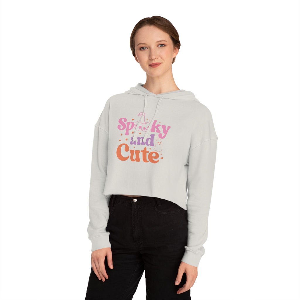 Spooky and Cute Cropped Hoodie, Women's Halloween Fashion, Cozy Sweatshirt, Trendy Fall Apparel, Gift for Her, Casual Style
