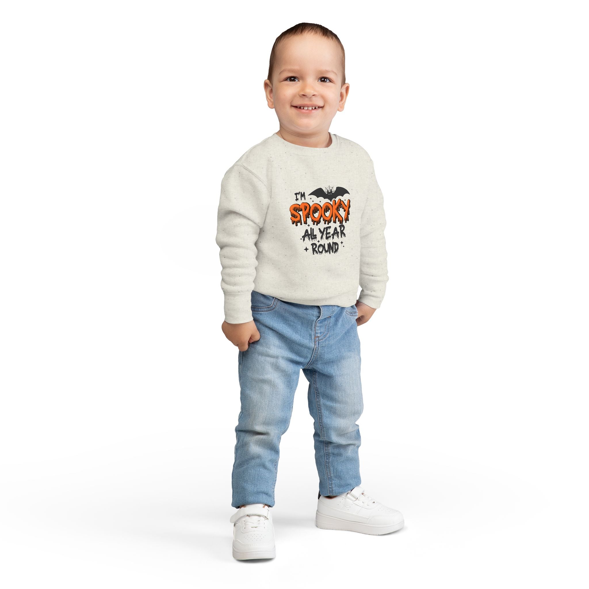 Spooky Toddler Sweatshirt for Year-Round Fun, Halloween Gift, Cozy Kids Clothing, Bat Graphic Pullover, Cute Toddler Outfit