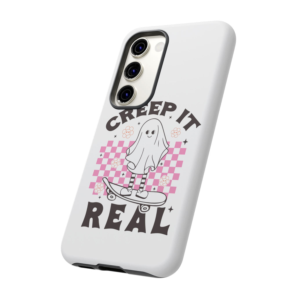 Cute Ghost Phone Case - Creep It Real, Halloween Accessories, Skateboard Theme, Kawaii Gift, Fun Phone Cover