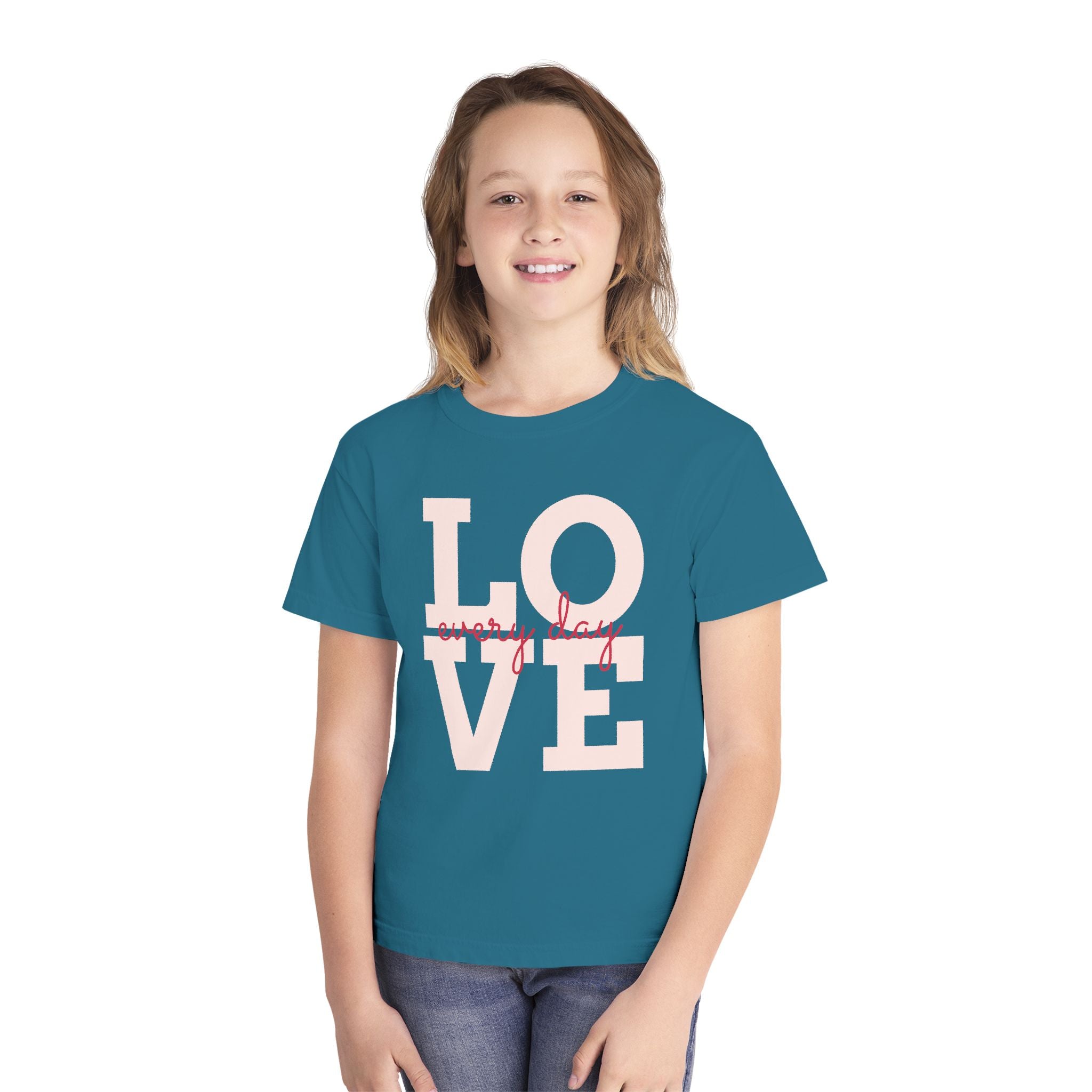 Love Every Day Youth Tee, Casual Shirt, Gift for Kids, Fun Everyday Wear, Heartfelt Message Tee, Valentine's Day