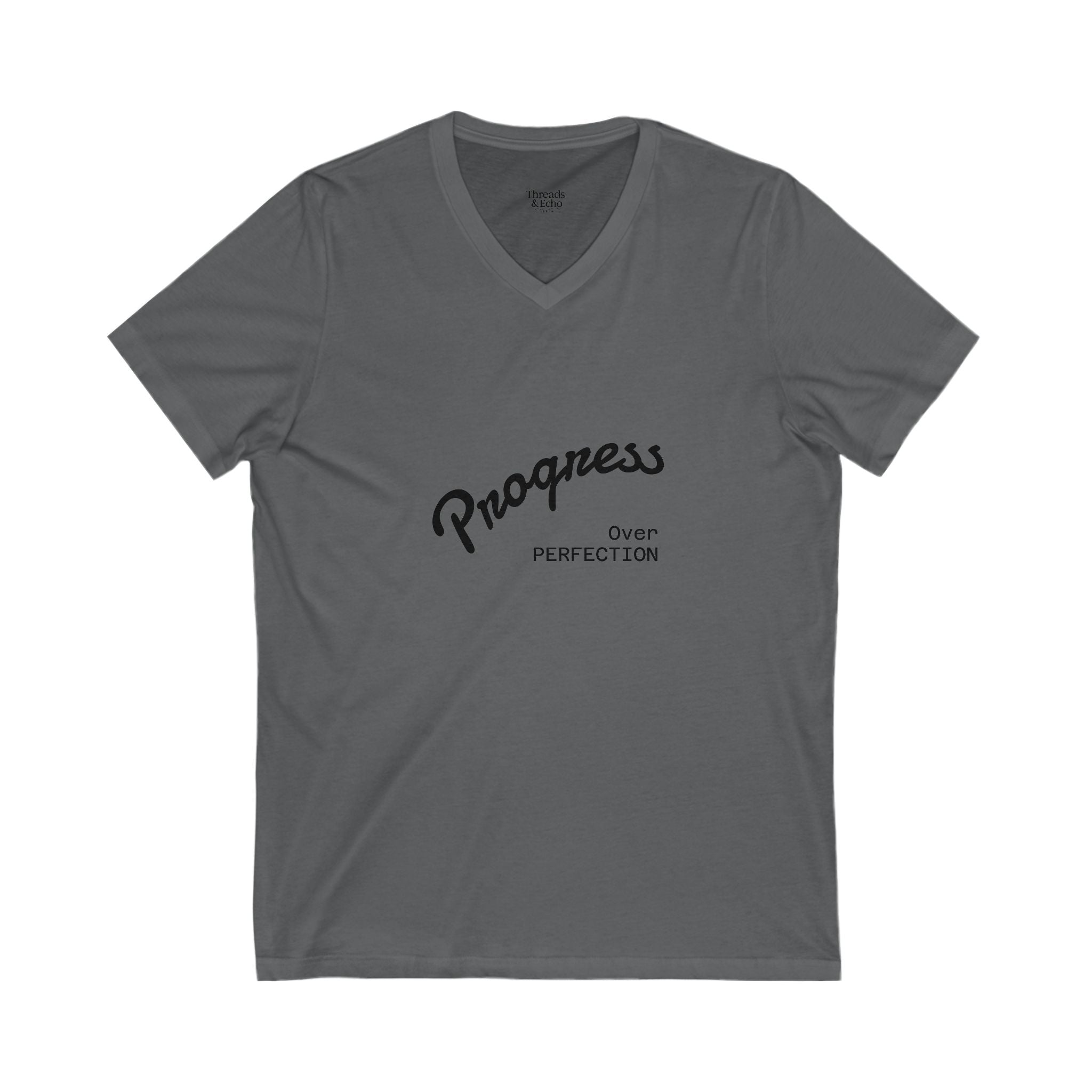 Progress Over Perfection V-Neck Tee, Motivational T-Shirt, Unisex Shirt, Gift for Dreamers, Everyday Wear, Inspirational Apparel