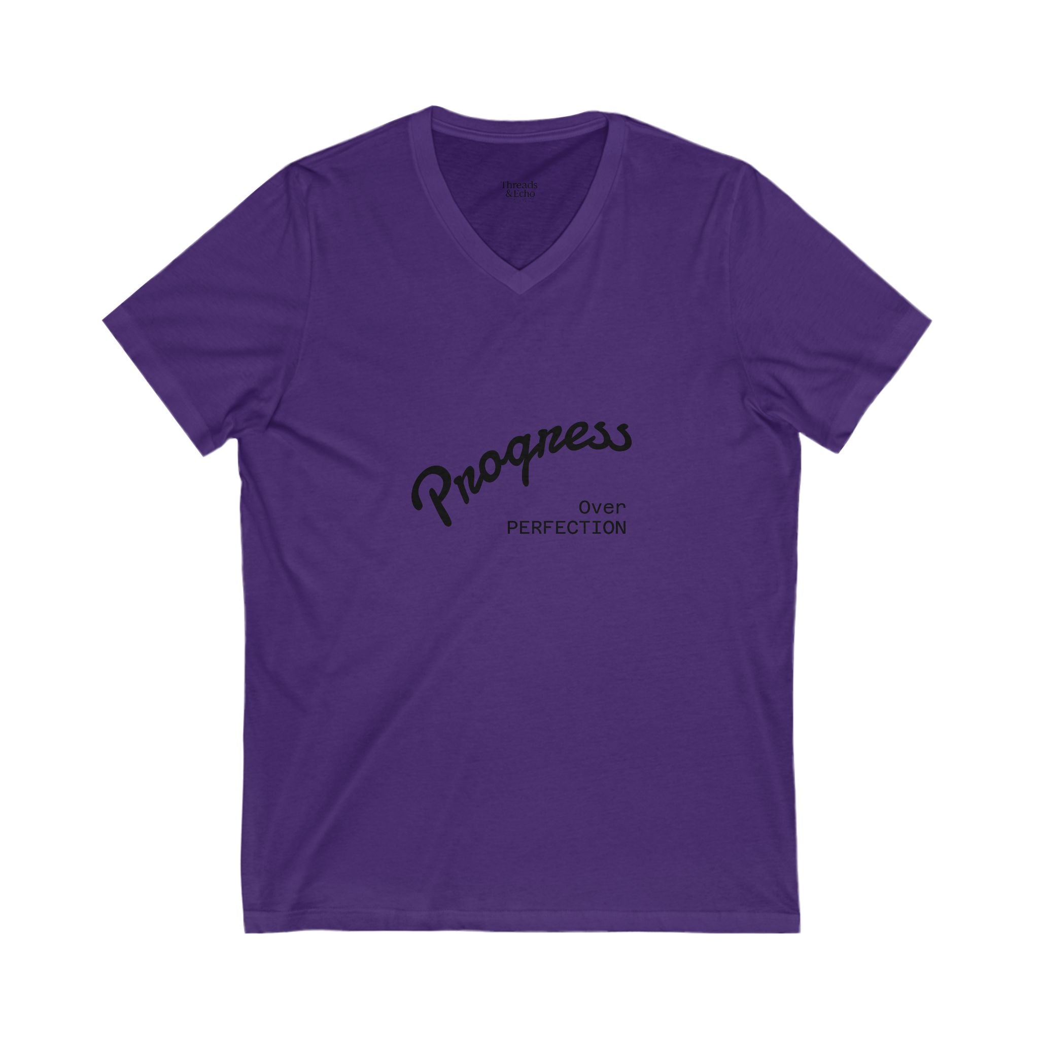 Progress Over Perfection V-Neck Tee, Motivational T-Shirt, Unisex Shirt, Gift for Dreamers, Everyday Wear, Inspirational Apparel