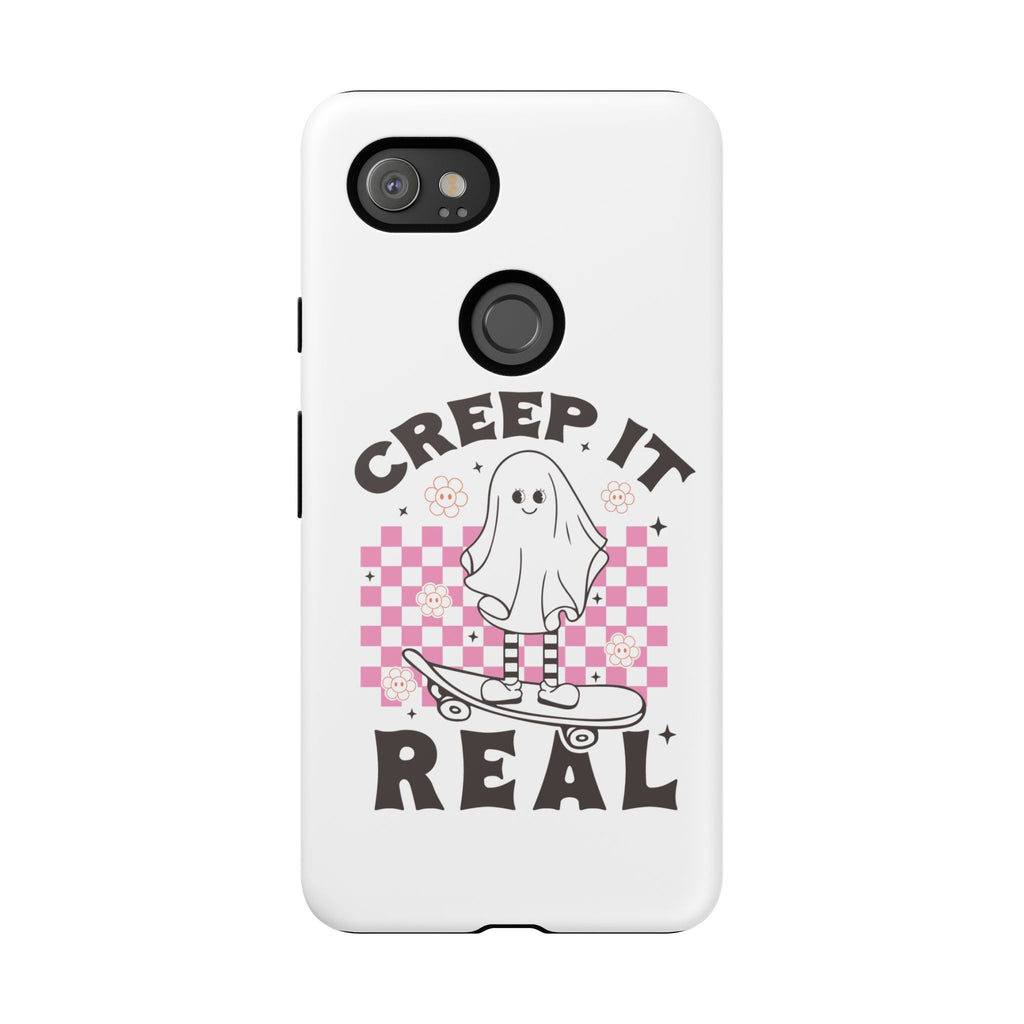 Cute Ghost Phone Case - Creep It Real, Halloween Accessories, Skateboard Theme, Kawaii Gift, Fun Phone Cover