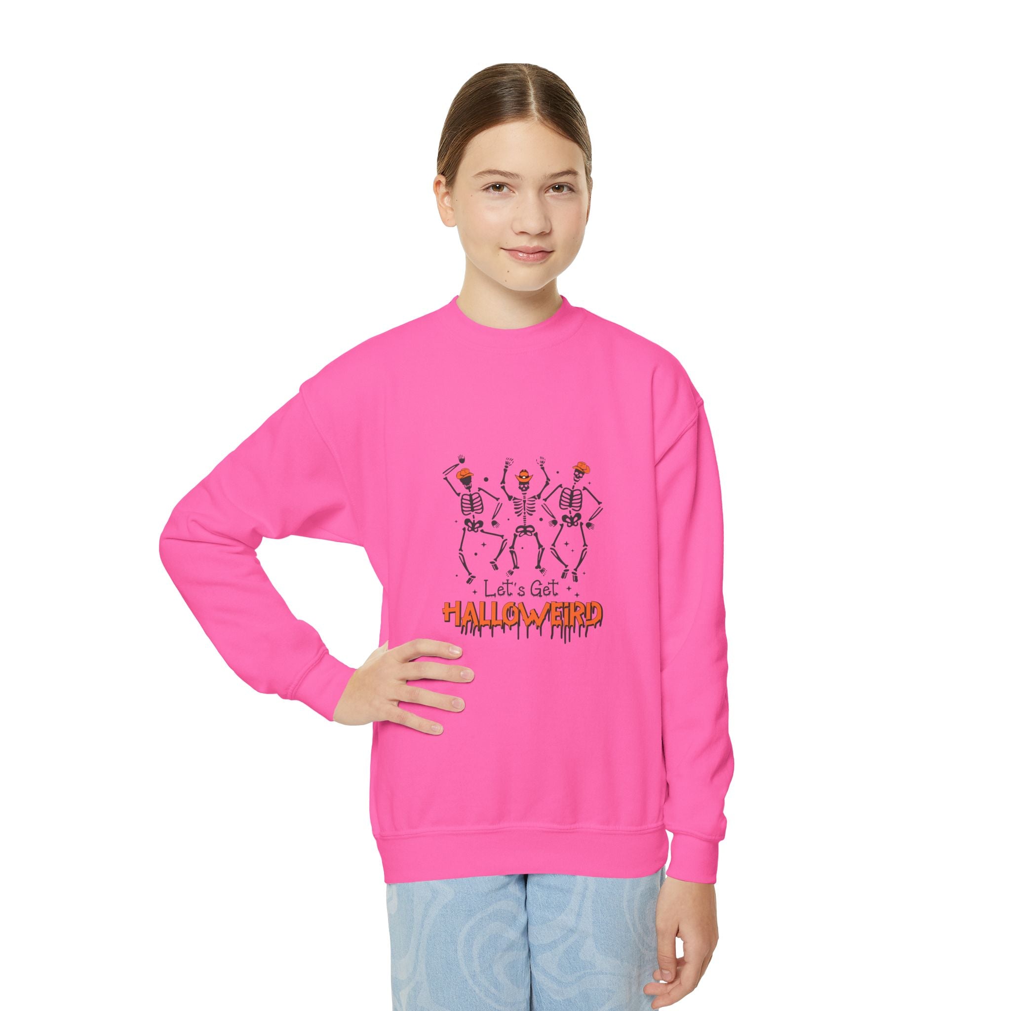 Halloween Youth Crewneck Sweatshirt, Spooky Sweatshirt, Kids Halloween Costume, Trick or Treat Gift, Fall Apparel, Cozy Halloween Clothing