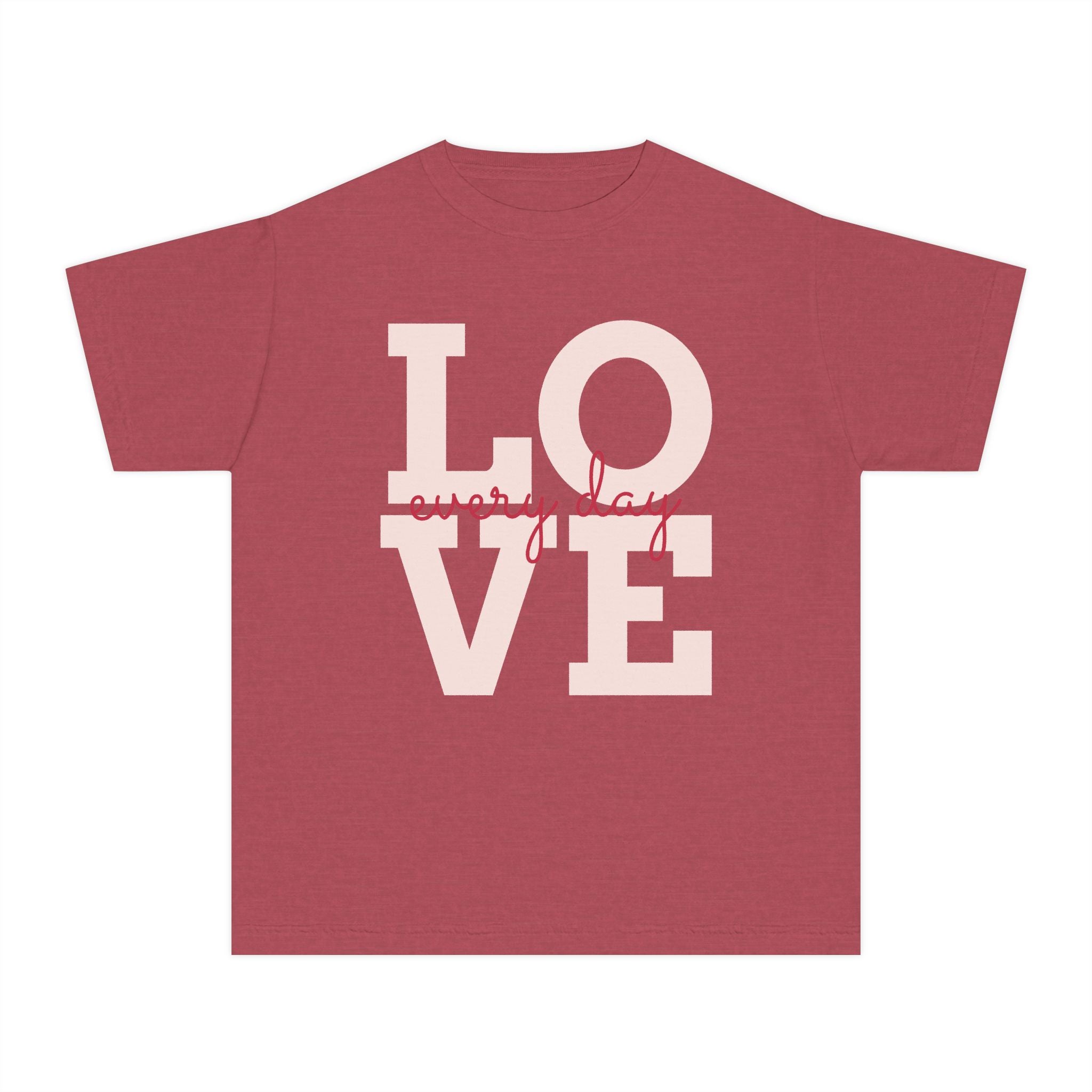Love Every Day Youth Tee, Casual Shirt, Gift for Kids, Fun Everyday Wear, Heartfelt Message Tee, Valentine's Day