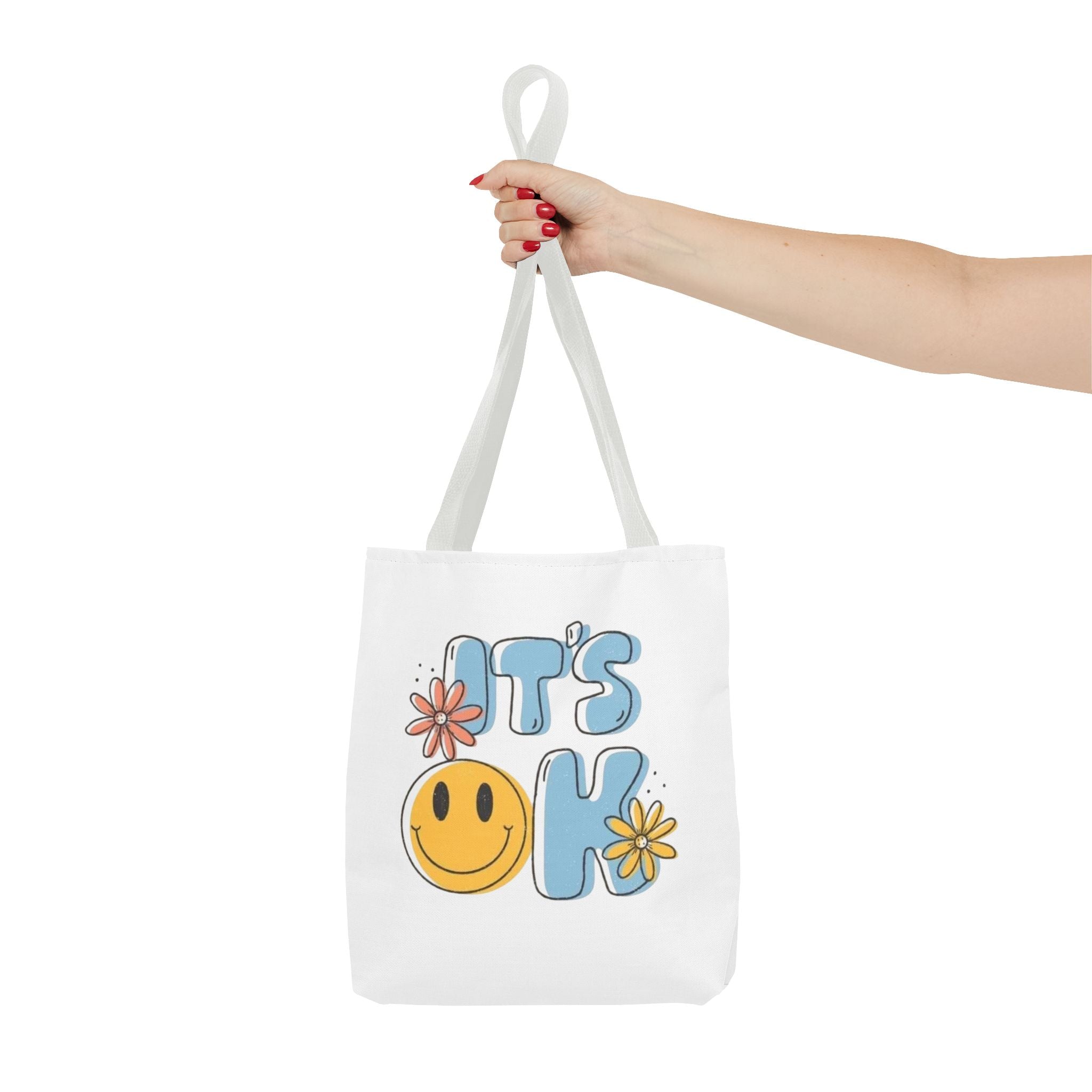 Cheerful Tote Bag - 'It's OK', Colorful Floral Design, Everyday Use, Gift for Friends, Beach & Shopping Bag